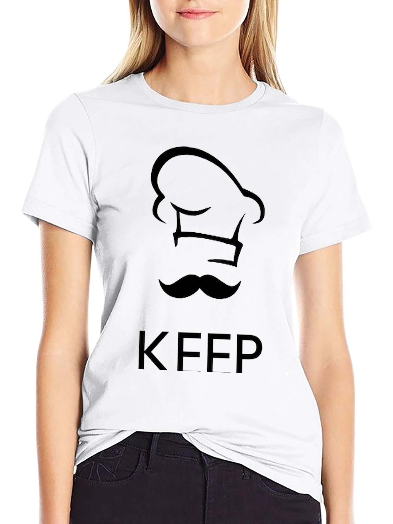 Chef Hat & Mustache T-Shirt - Keep Cooking!