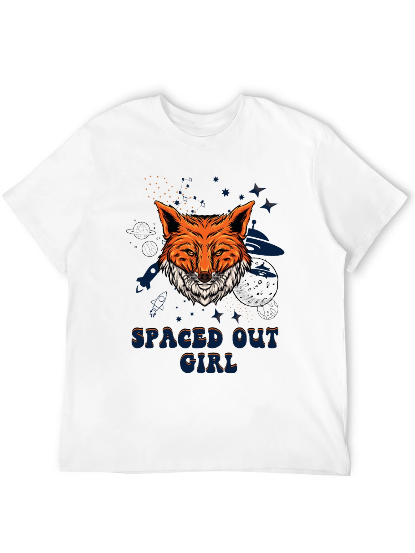 Spaced Out Girl Fox Graphic T-Shirt