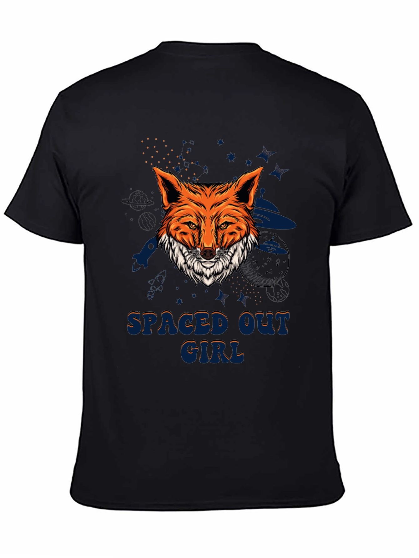 Spaced Out Girl Fox Graphic T-Shirt