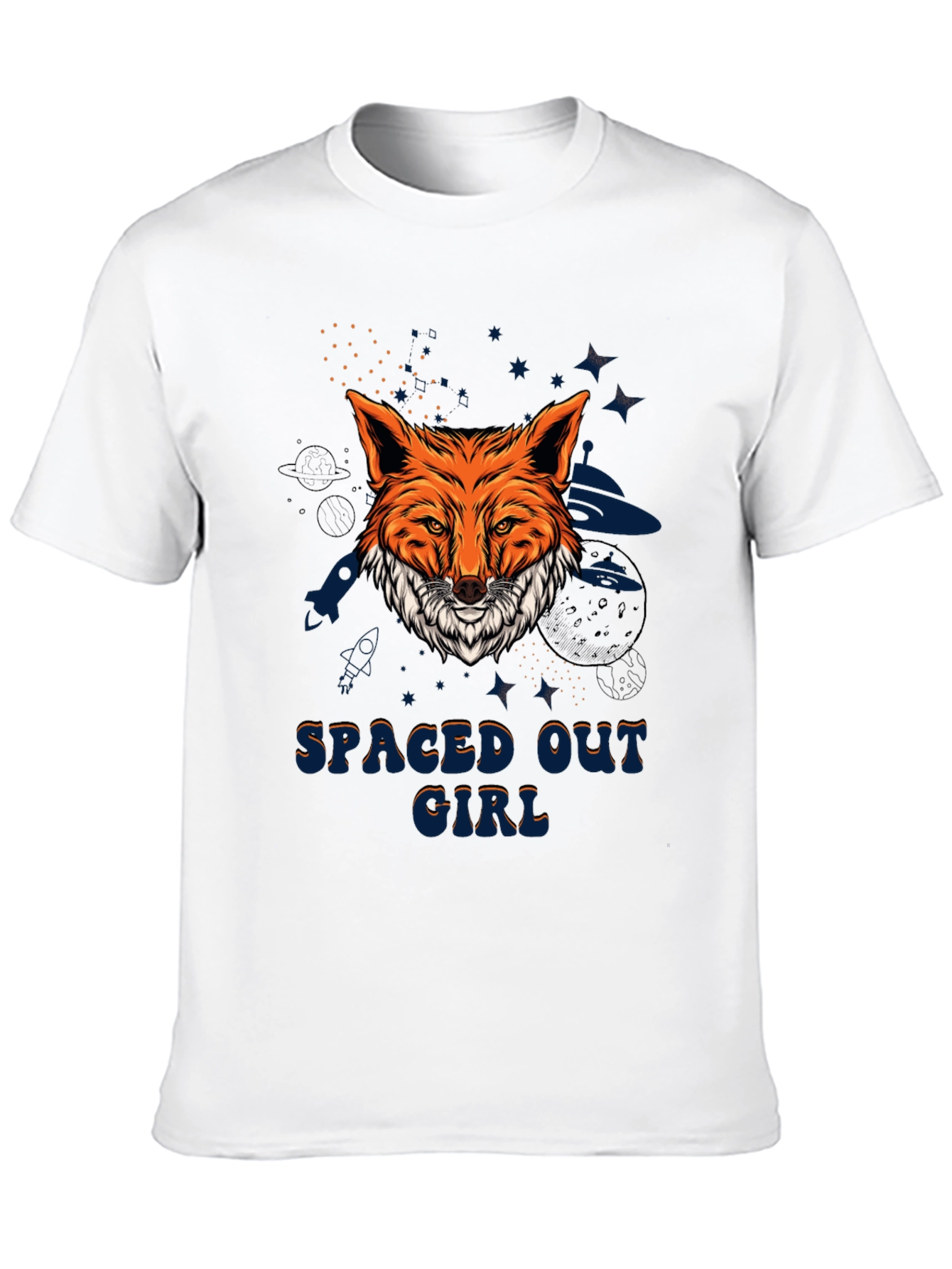 Spaced Out Girl Fox Graphic T-Shirt