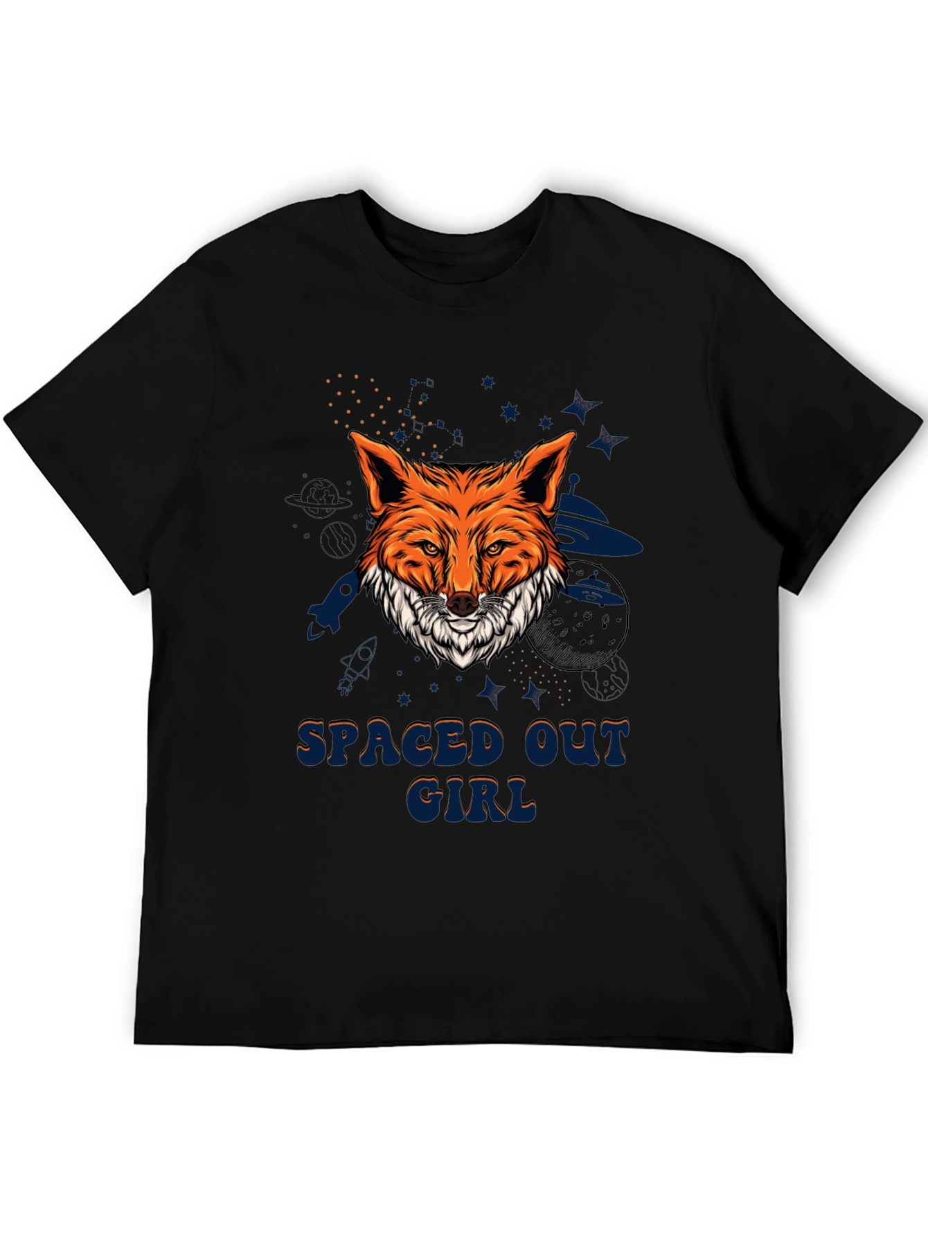 Spaced Out Girl Fox Graphic T-Shirt