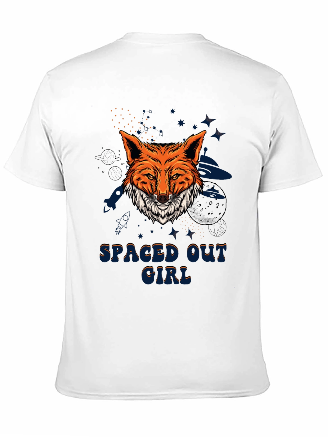 Spaced Out Girl Fox Graphic T-Shirt