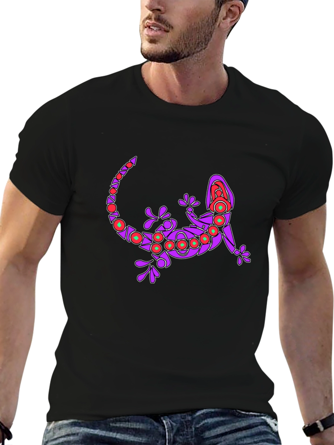 Lizard Graphic Print Crew Neck T-Shirt