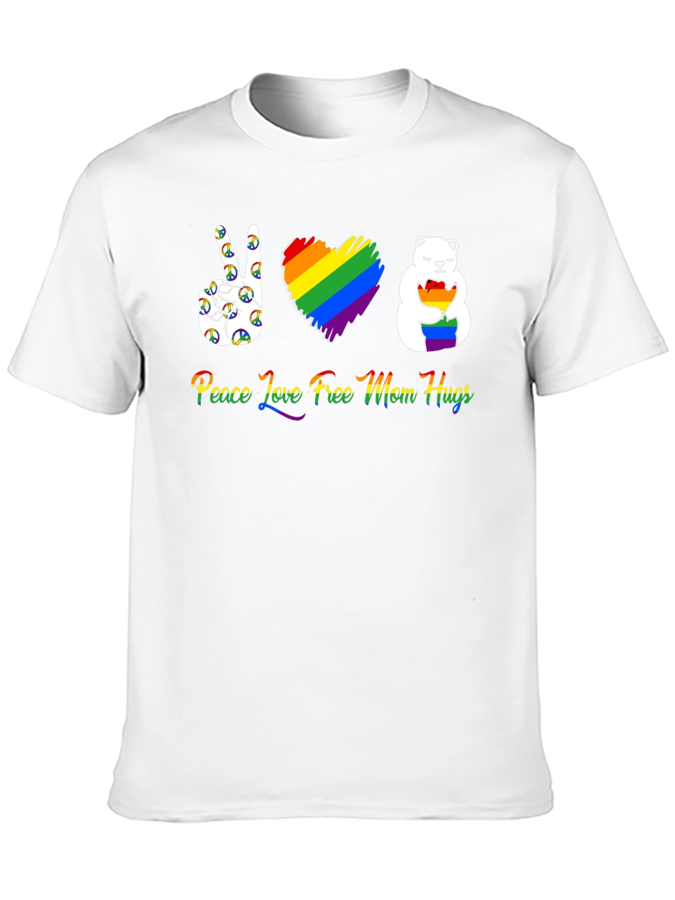 Peace Love Free Mom Hugs LGBT Pride T-Shirt