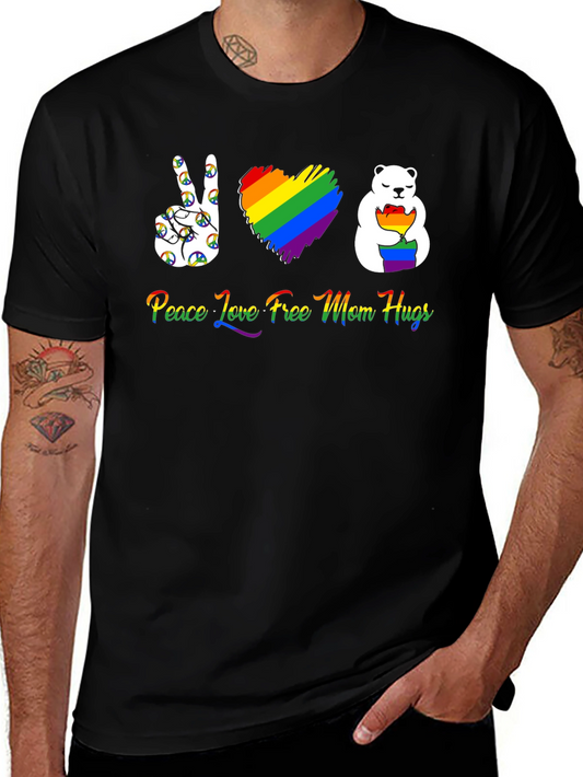 Peace Love Free Mom Hugs LGBT Pride T-Shirt