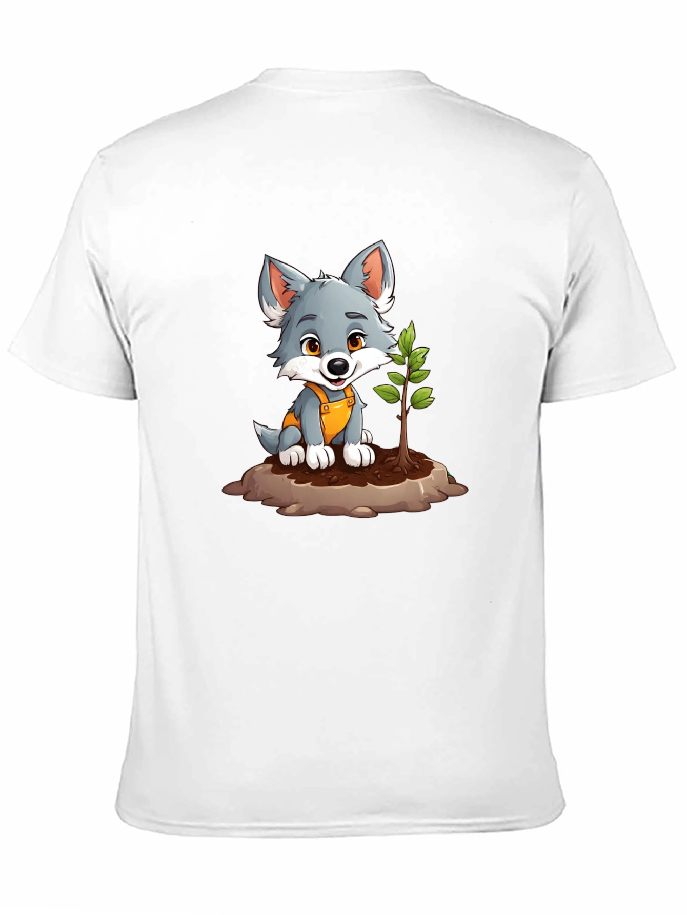 Cute Wolf Pup Planting Tree Graphic Tee