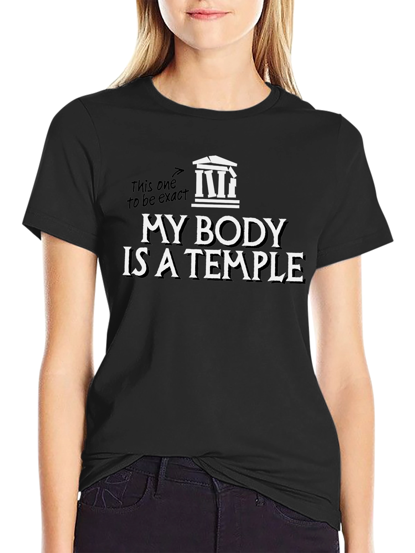 My Body is a Temple T-Shirt Black Cotton Tee