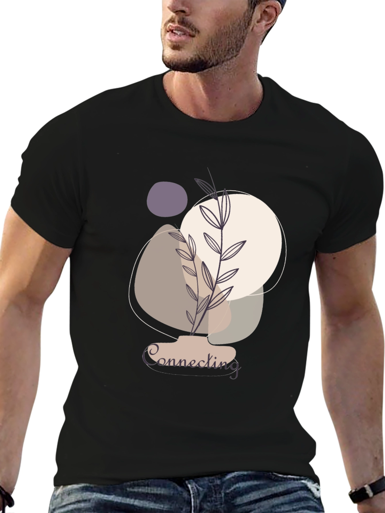 Abstract Botanical Black Graphic Tee