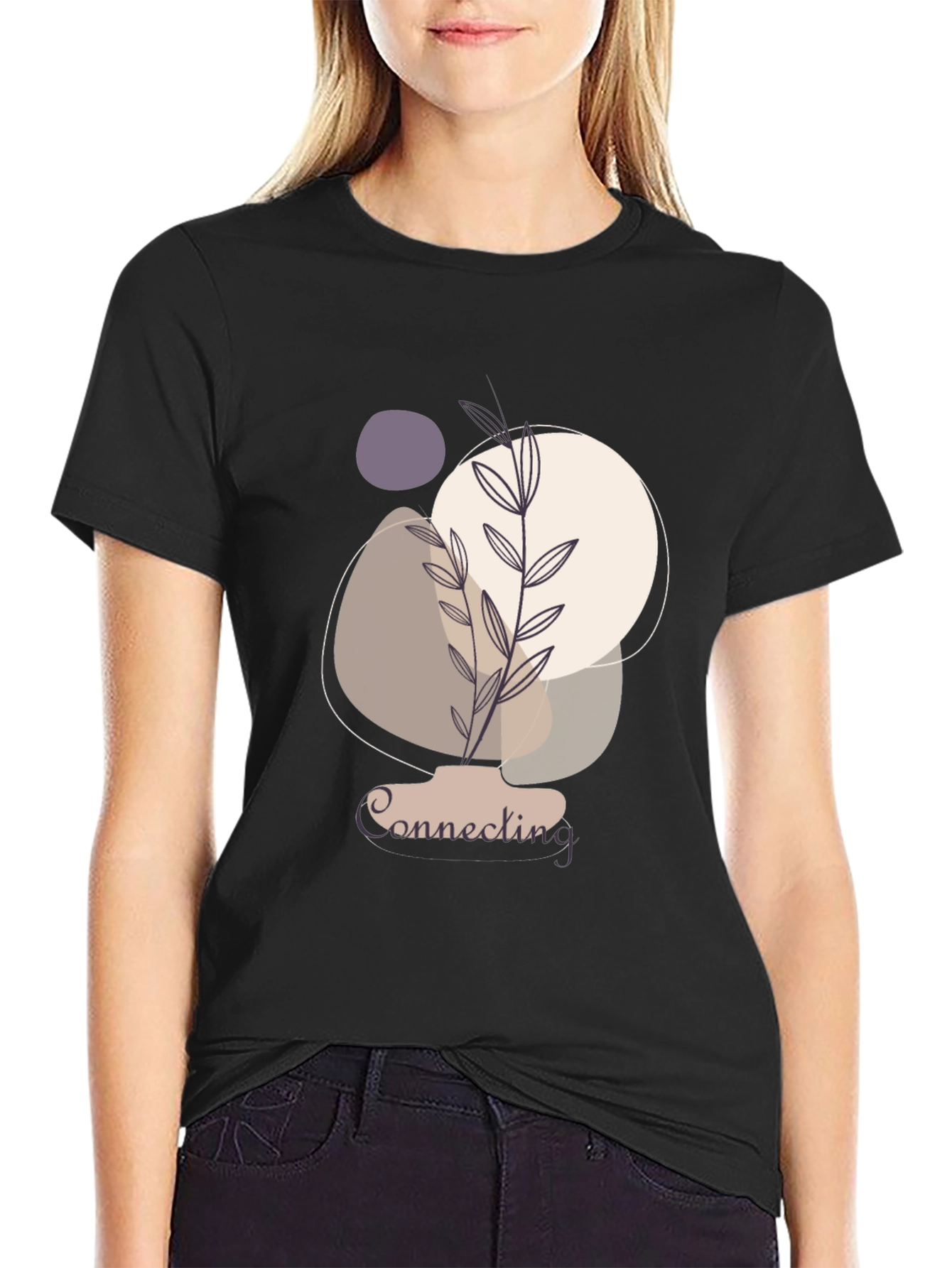 Abstract Botanical Black Graphic Tee