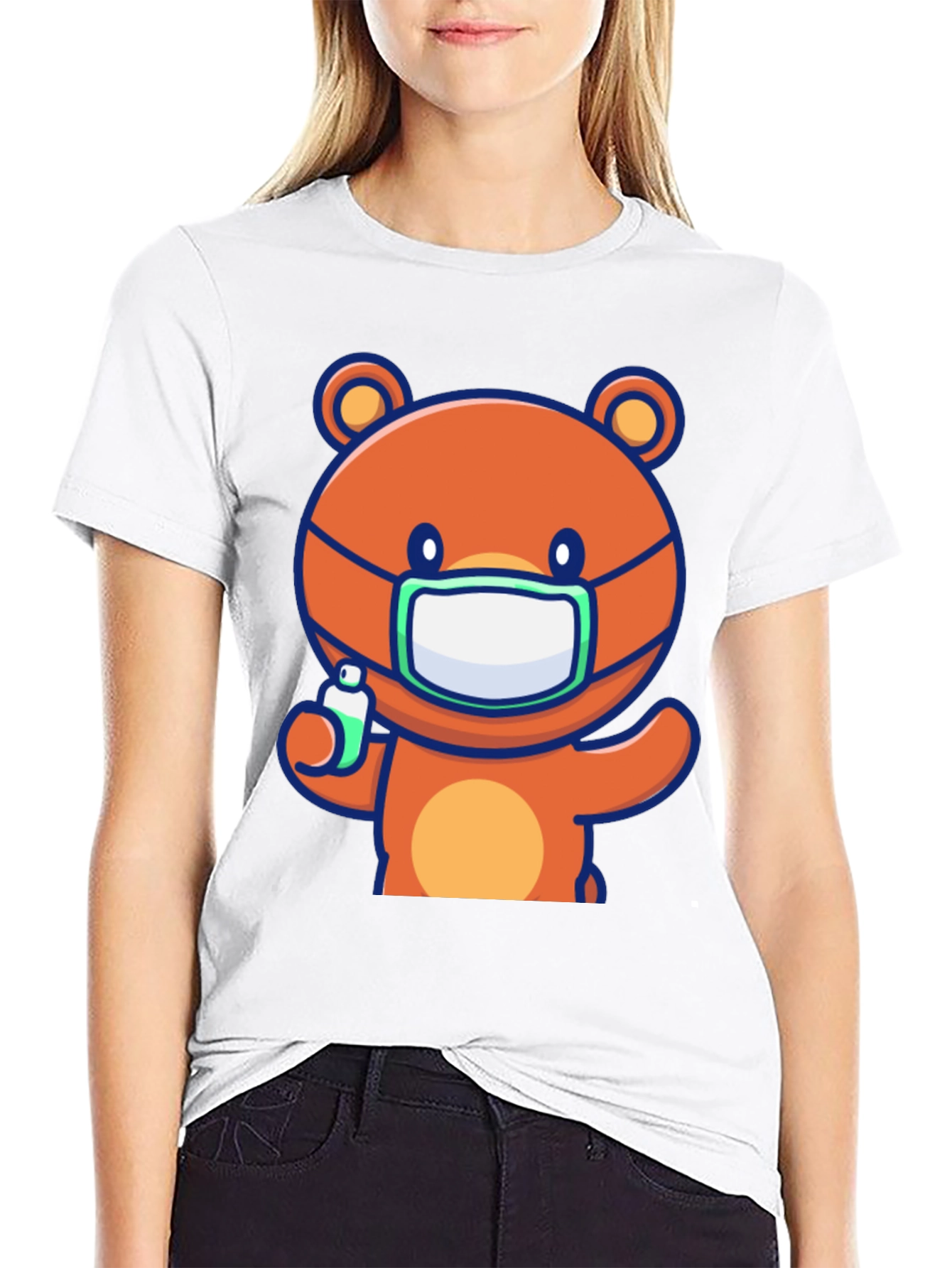 Cute Bear with Mask Graphic Tee