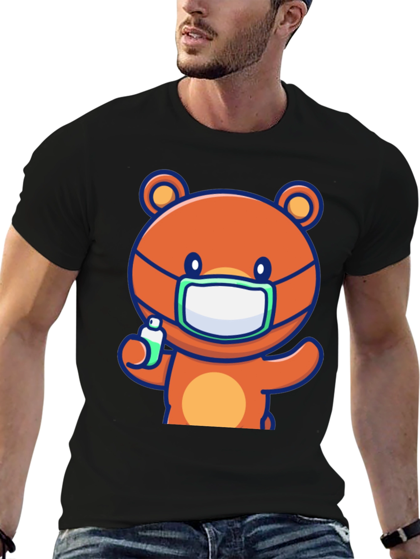 Cute Bear with Mask Graphic Tee