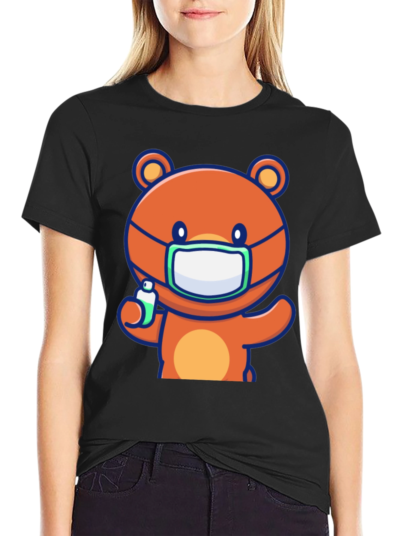 Cute Bear with Mask Graphic Tee