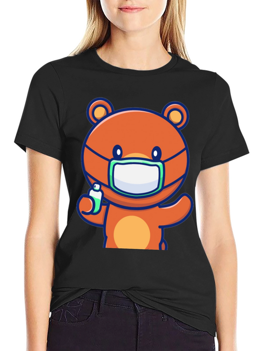 Cute Bear with Mask Graphic Tee