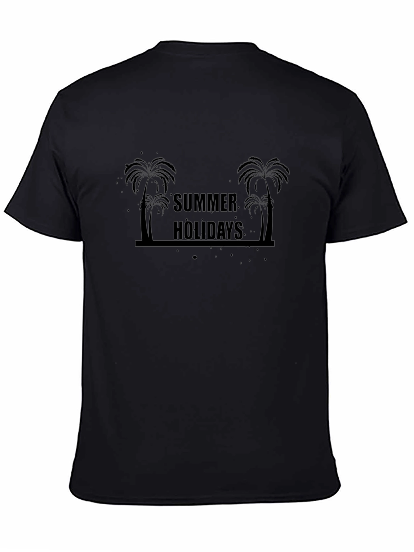 Summer Holiday Palm Tree Black T-Shirt