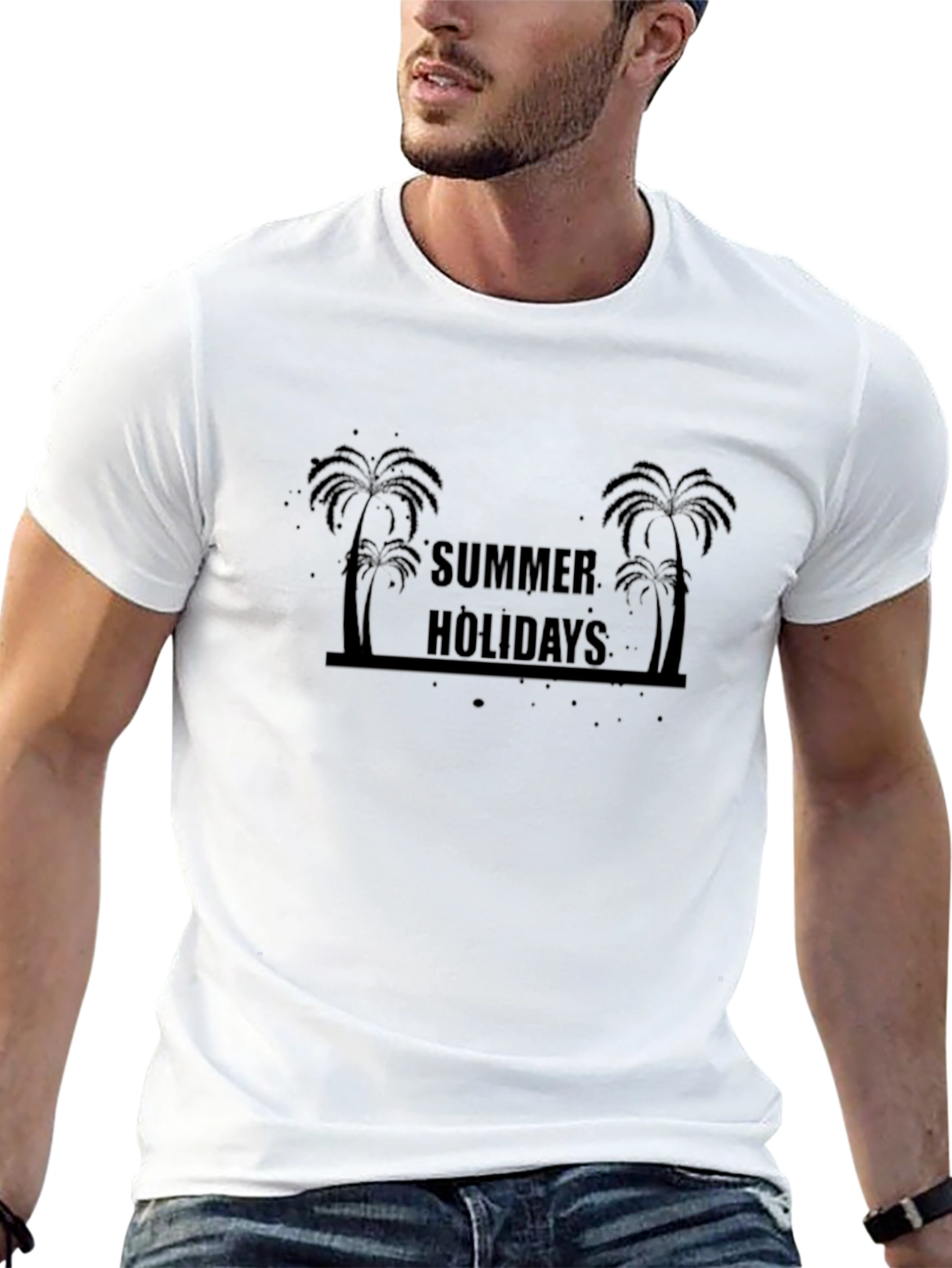 Summer Holiday Palm Tree Black T-Shirt