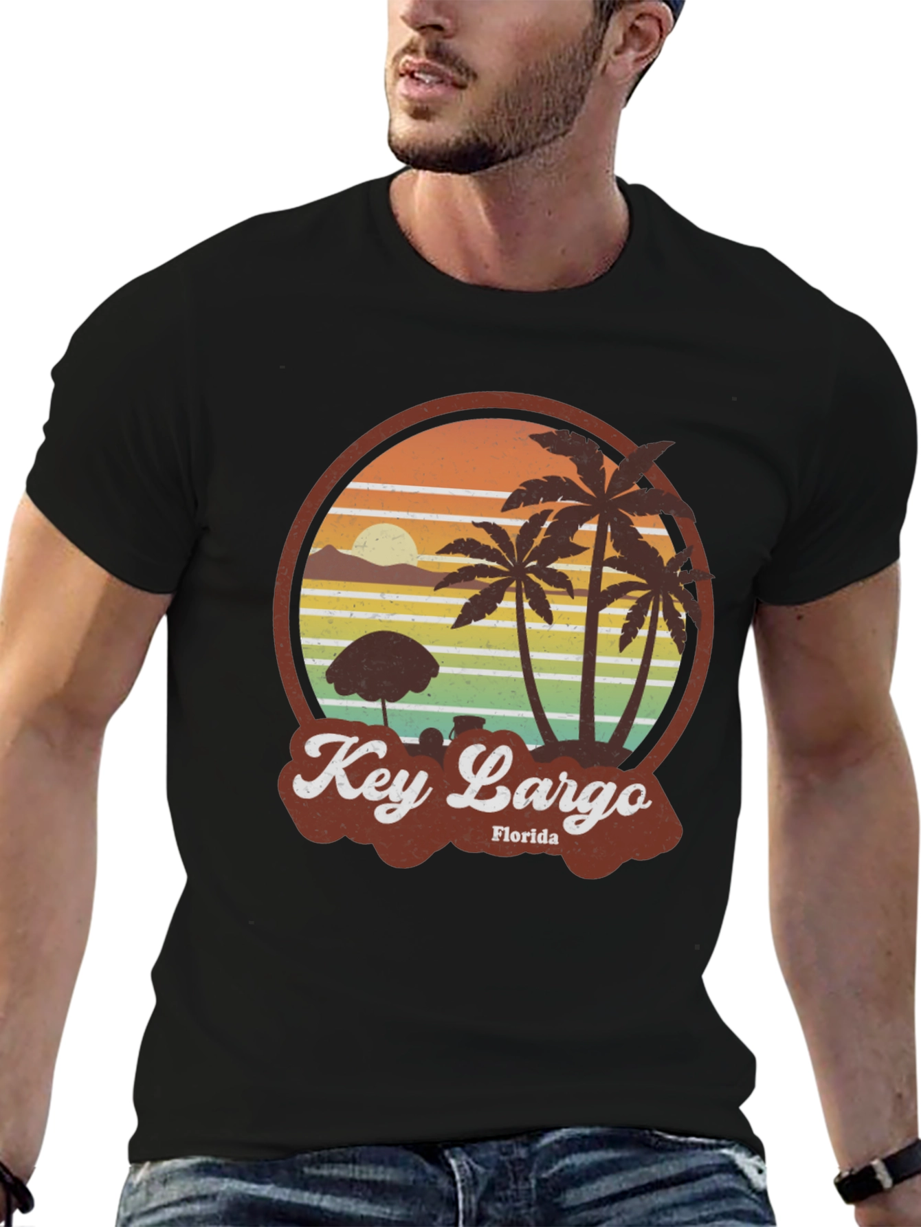 Key Largo Florida Retro Beach Graphic T-Shirt