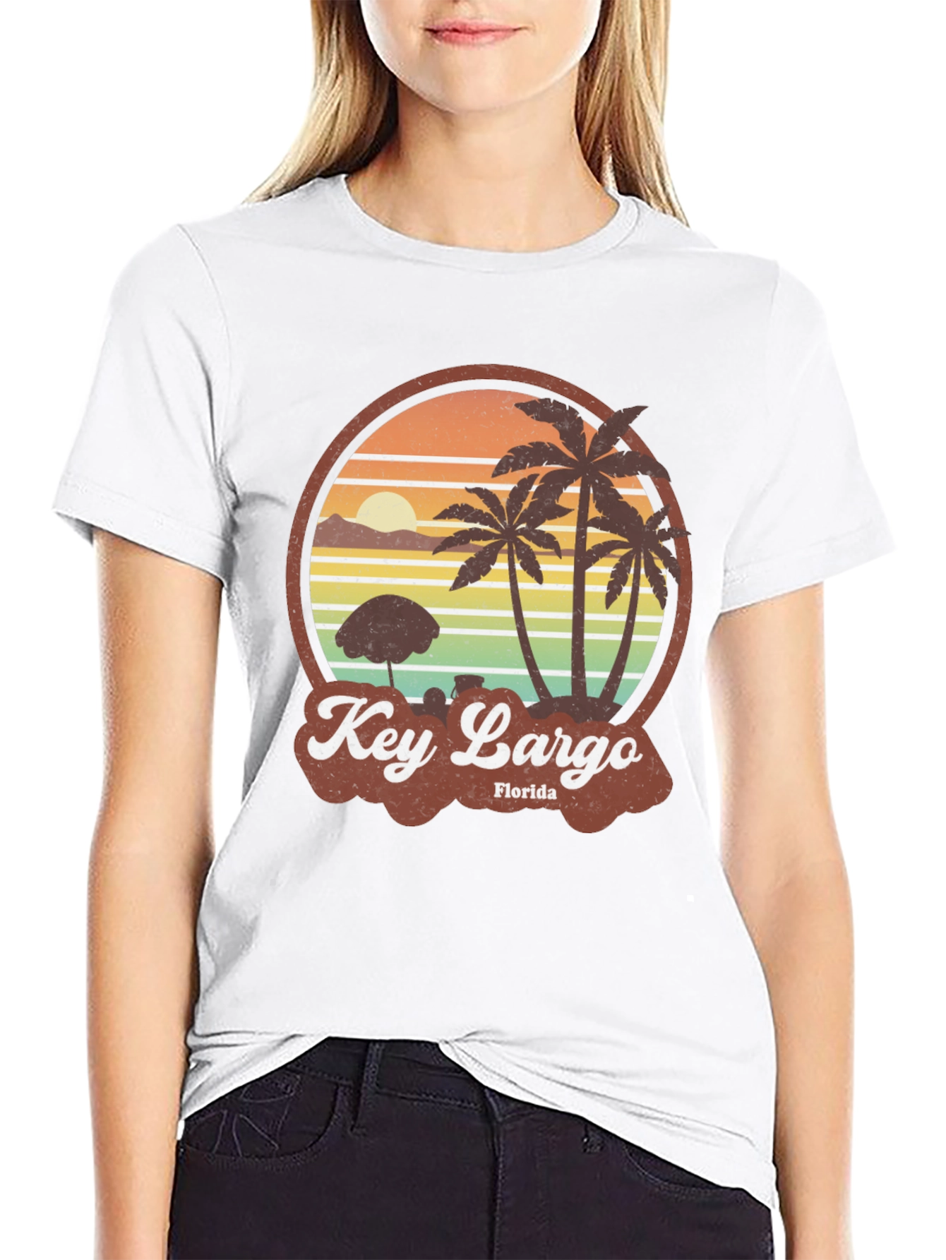 Key Largo Florida Retro Beach Graphic T-Shirt