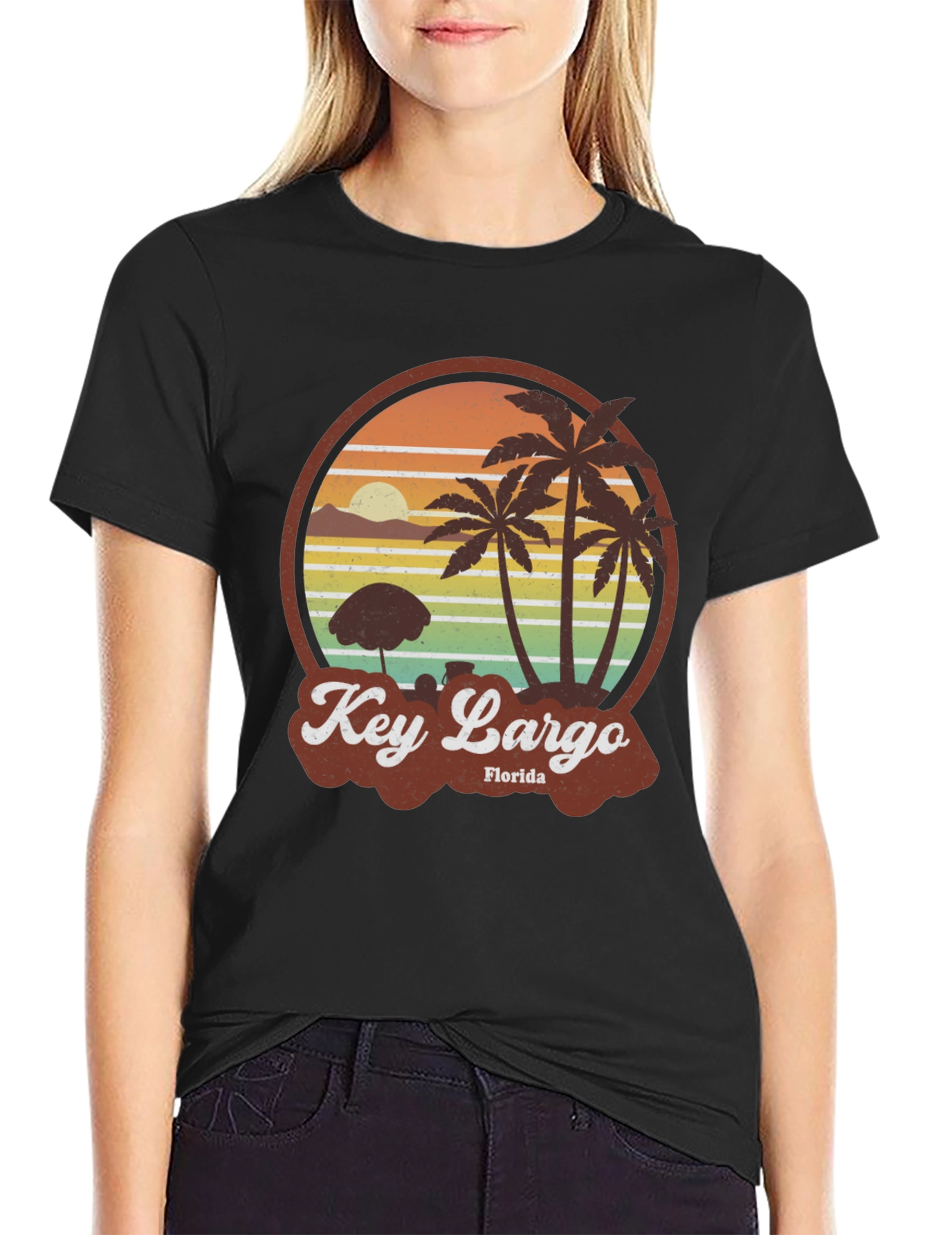 Key Largo Florida Retro Beach Graphic T-Shirt