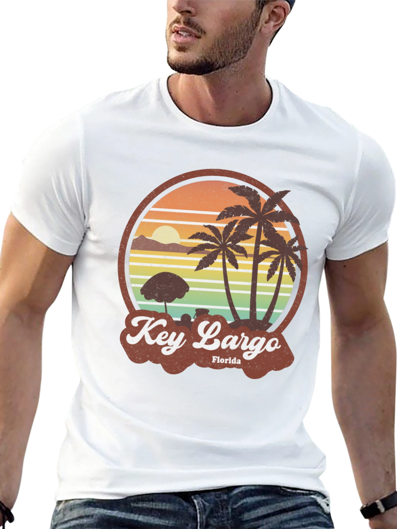 Key Largo Florida Retro Beach Graphic T-Shirt