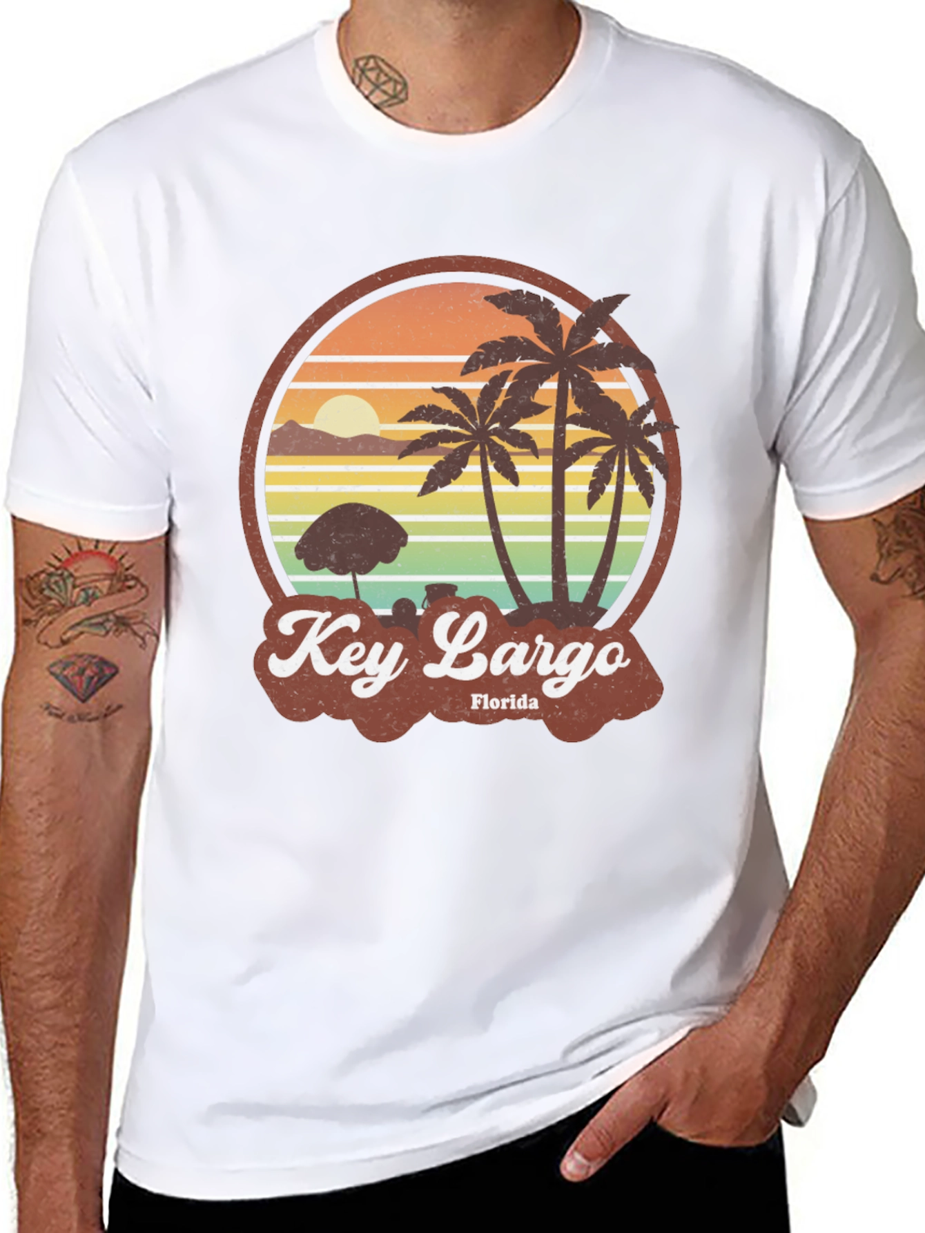 Key Largo Florida Retro Beach Graphic T-Shirt
