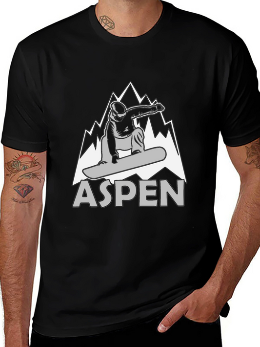 Aspen Snowboarder Graphic T-Shirt - Black