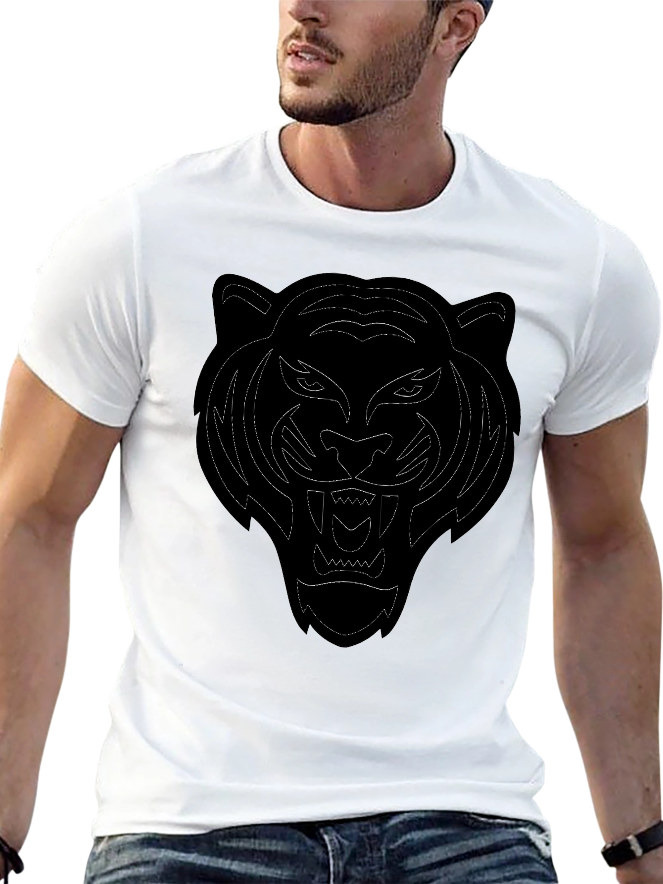 Black Tiger Graphic Tee - Mens Casual T-Shirt