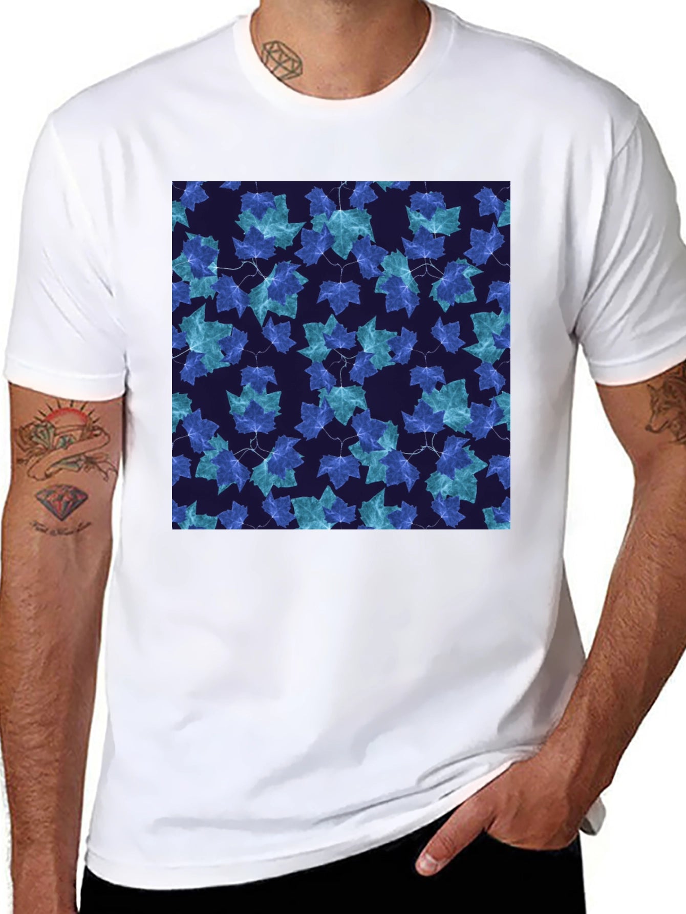 Leaf Pattern T-Shirt - Stylish Casual Wear