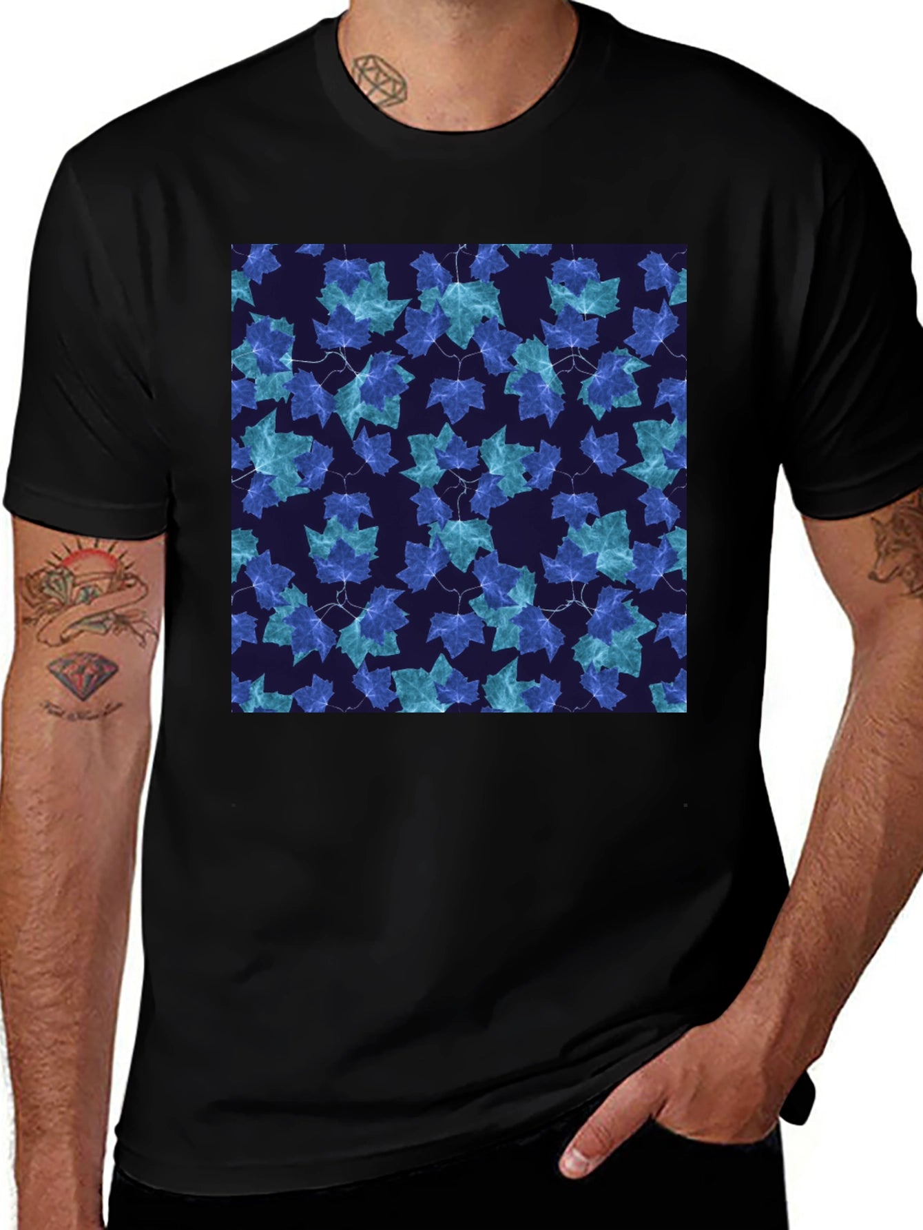 Leaf Pattern T-Shirt - Stylish Casual Wear