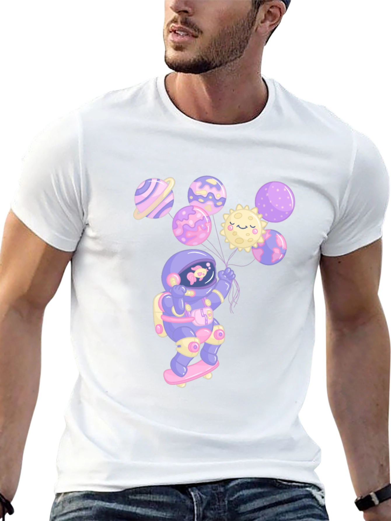 Astronaut Skateboarder Planet T-Shirt