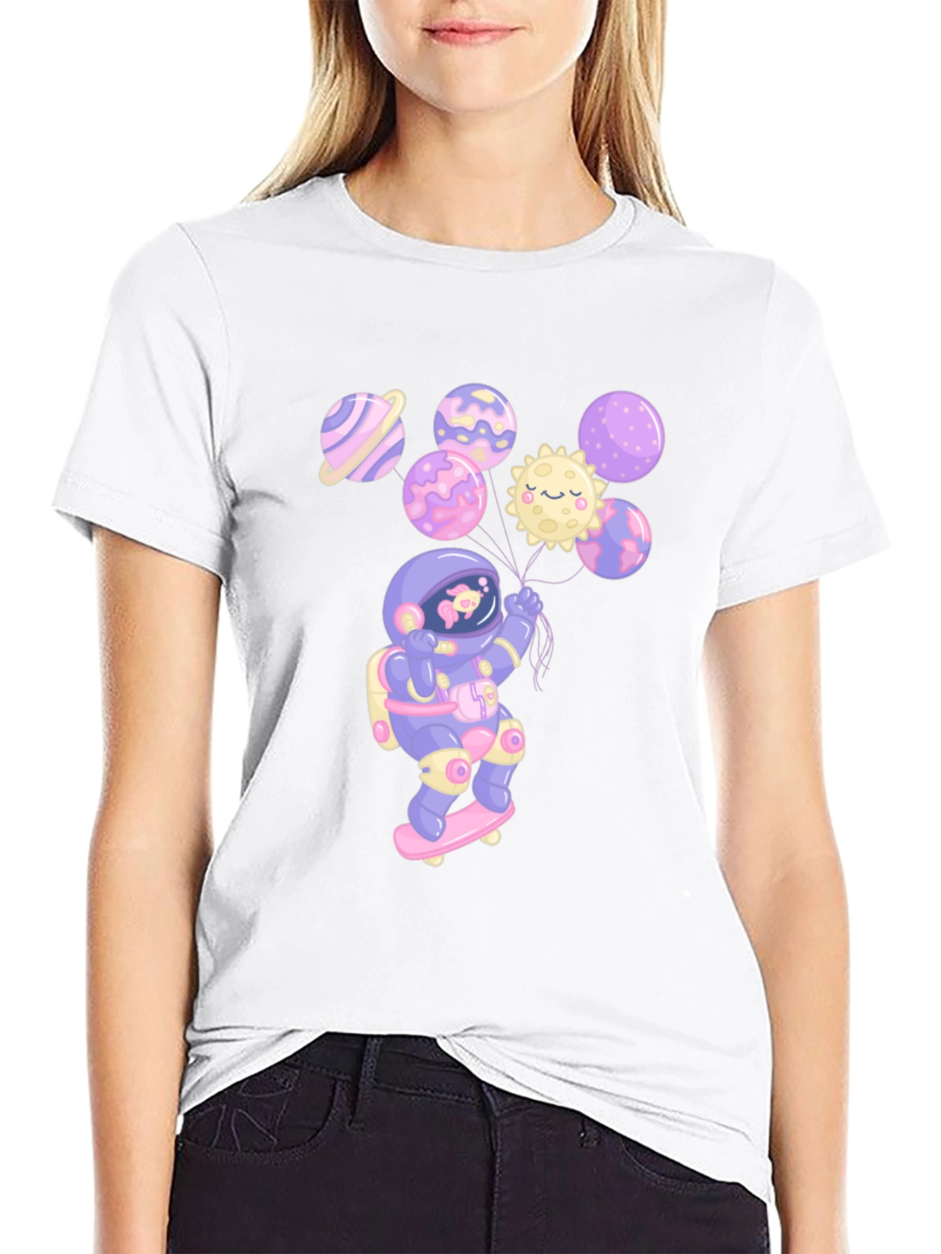 Astronaut Skateboarder Planet T-Shirt
