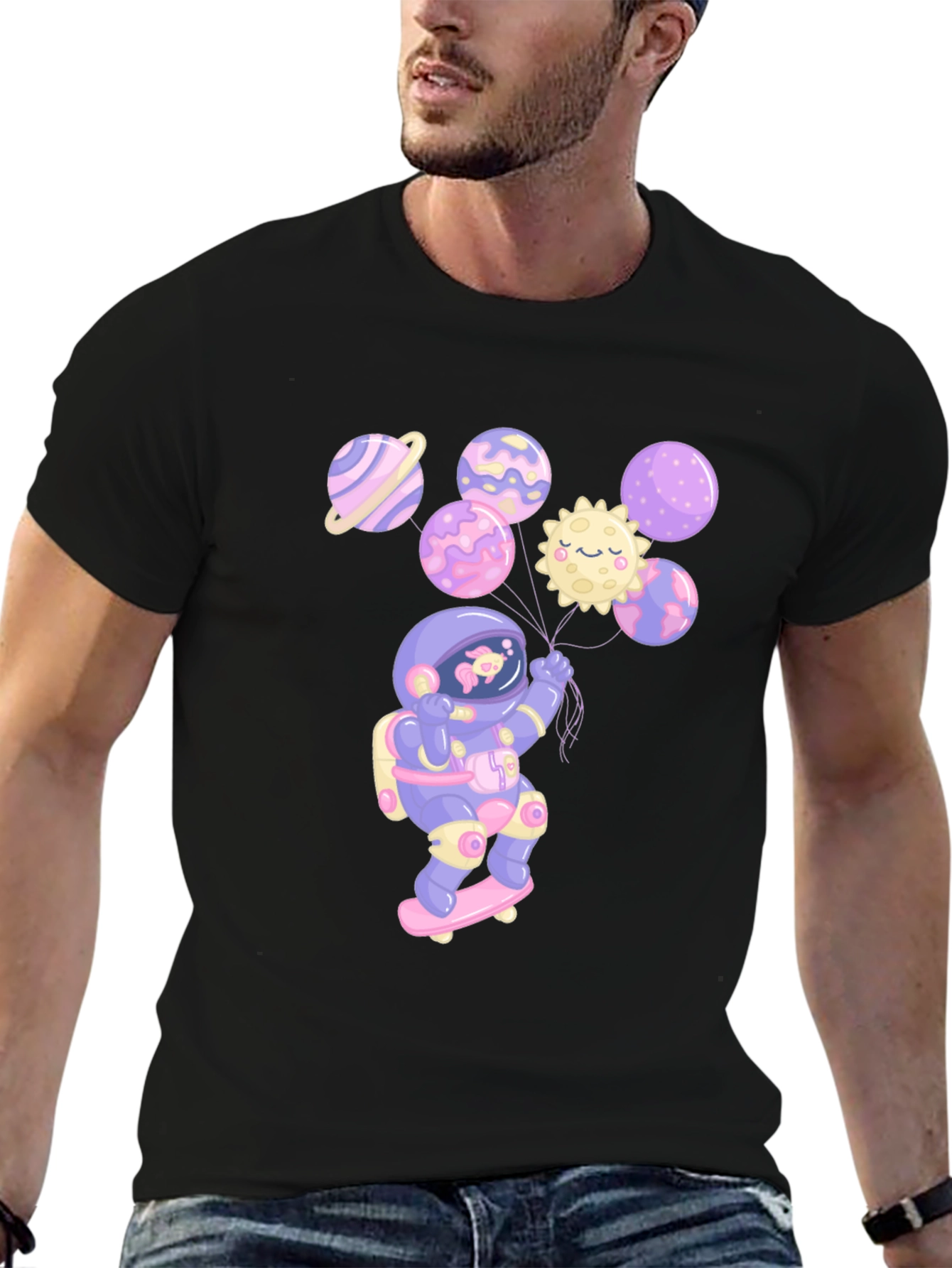 Astronaut Skateboarder Planet T-Shirt