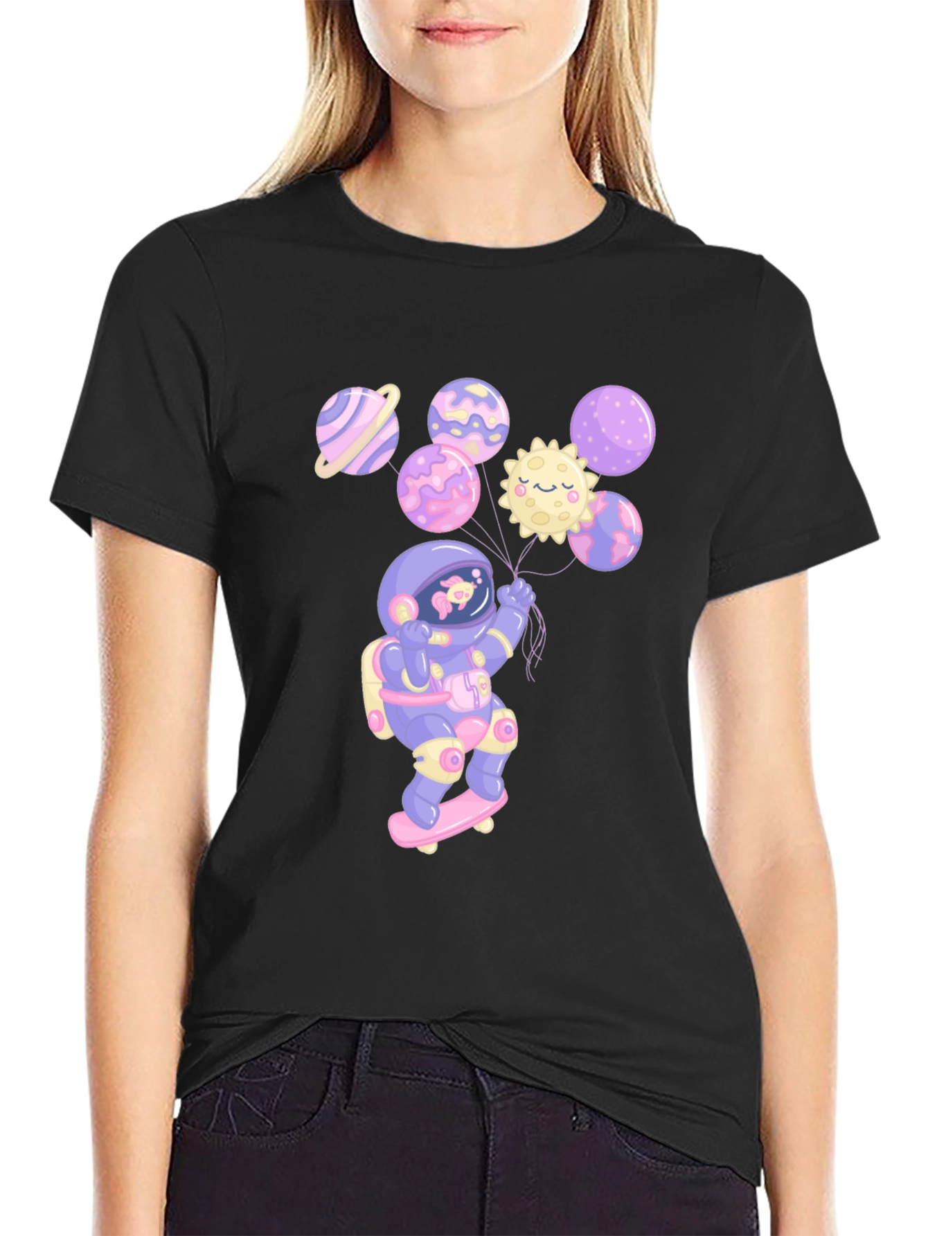 Astronaut Skateboarder Planet T-Shirt