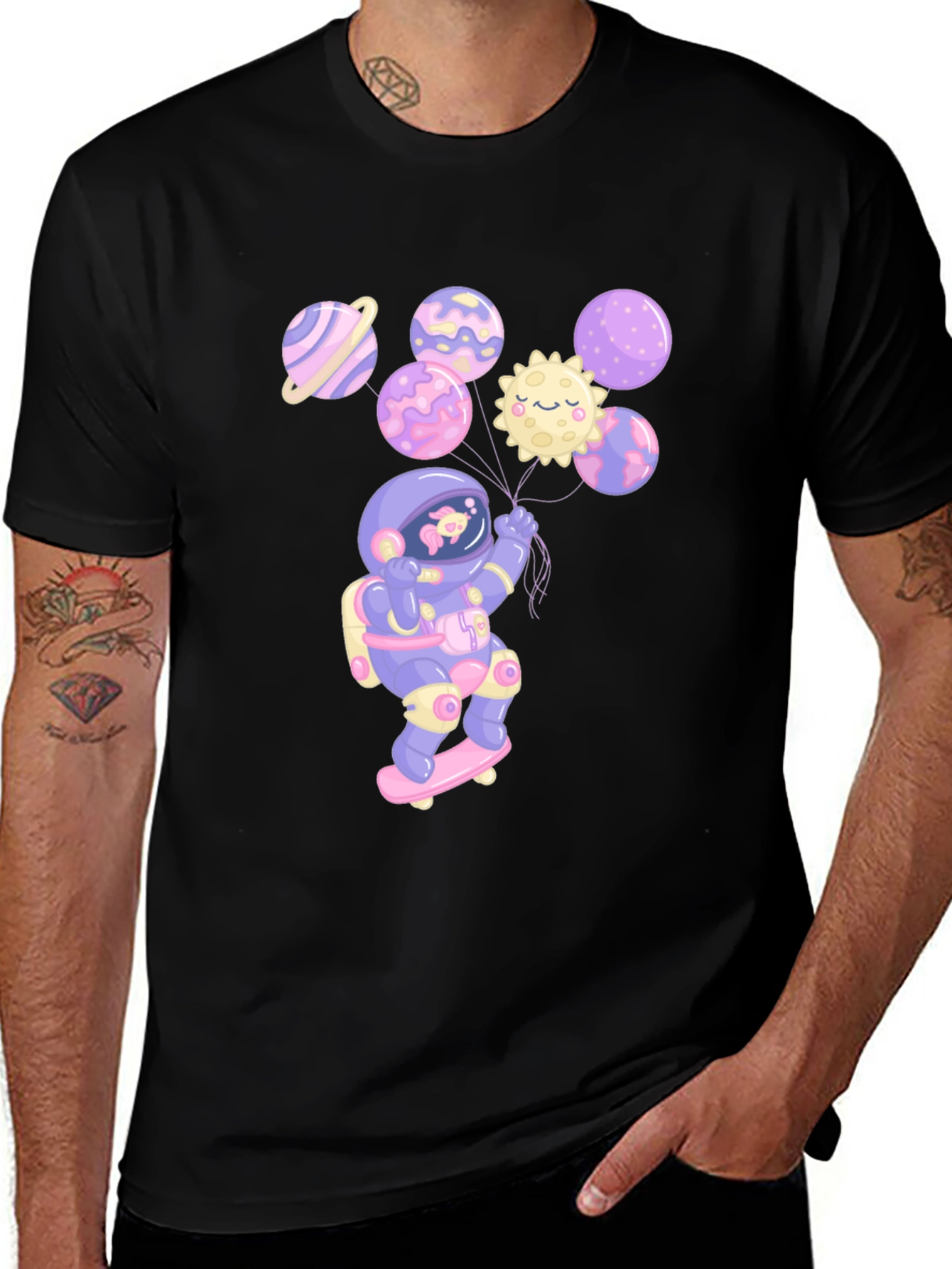 Astronaut Skateboarder Planet T-Shirt