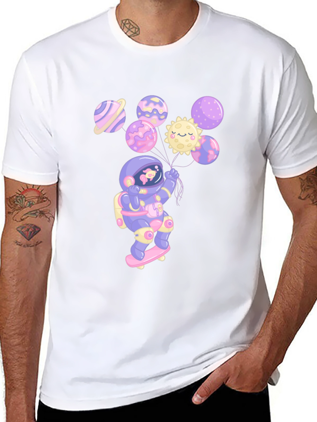 Astronaut Skateboarder Planet T-Shirt