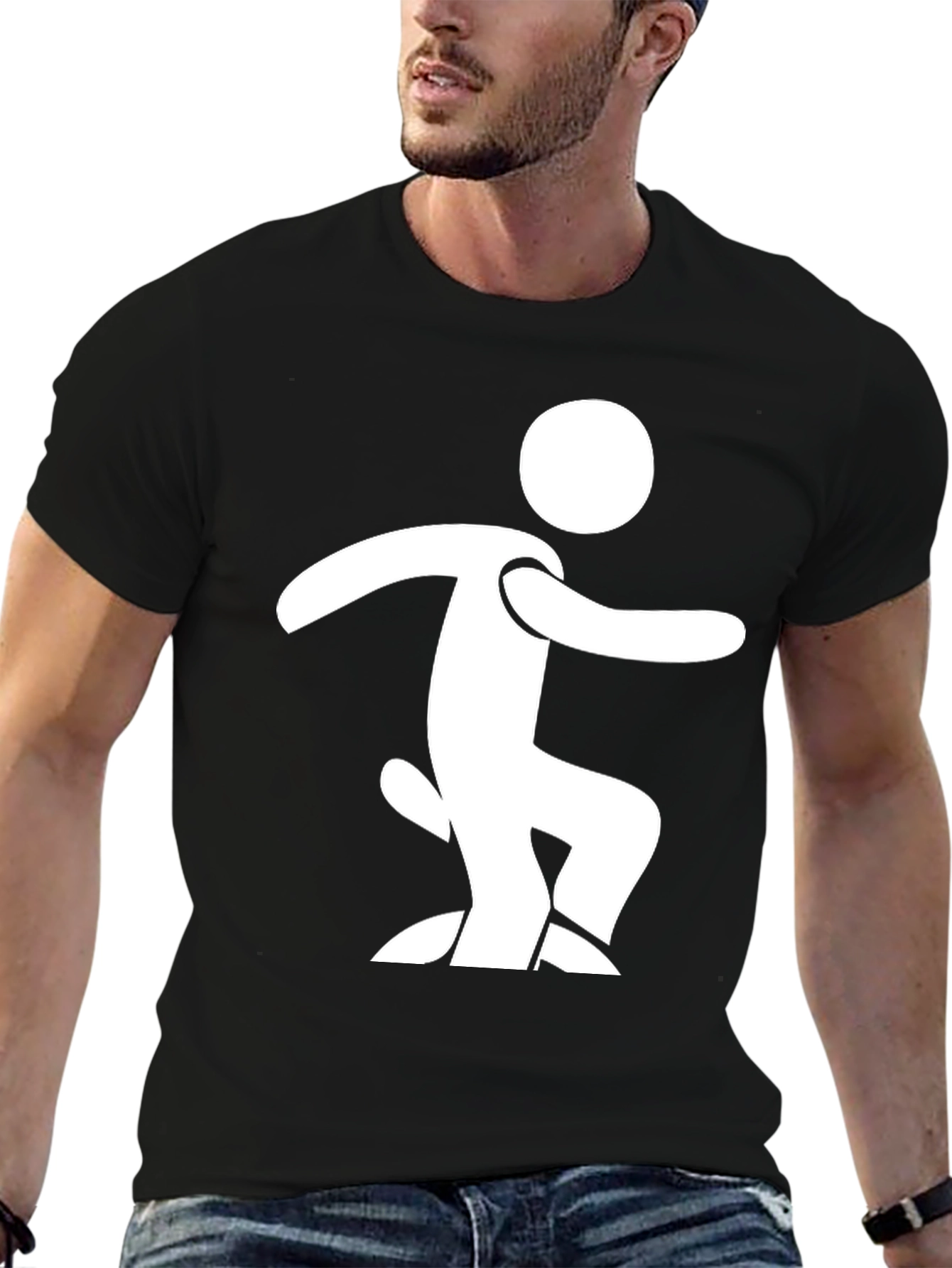 Funny Stick Figure T-Shirt - Black Cotton Tee