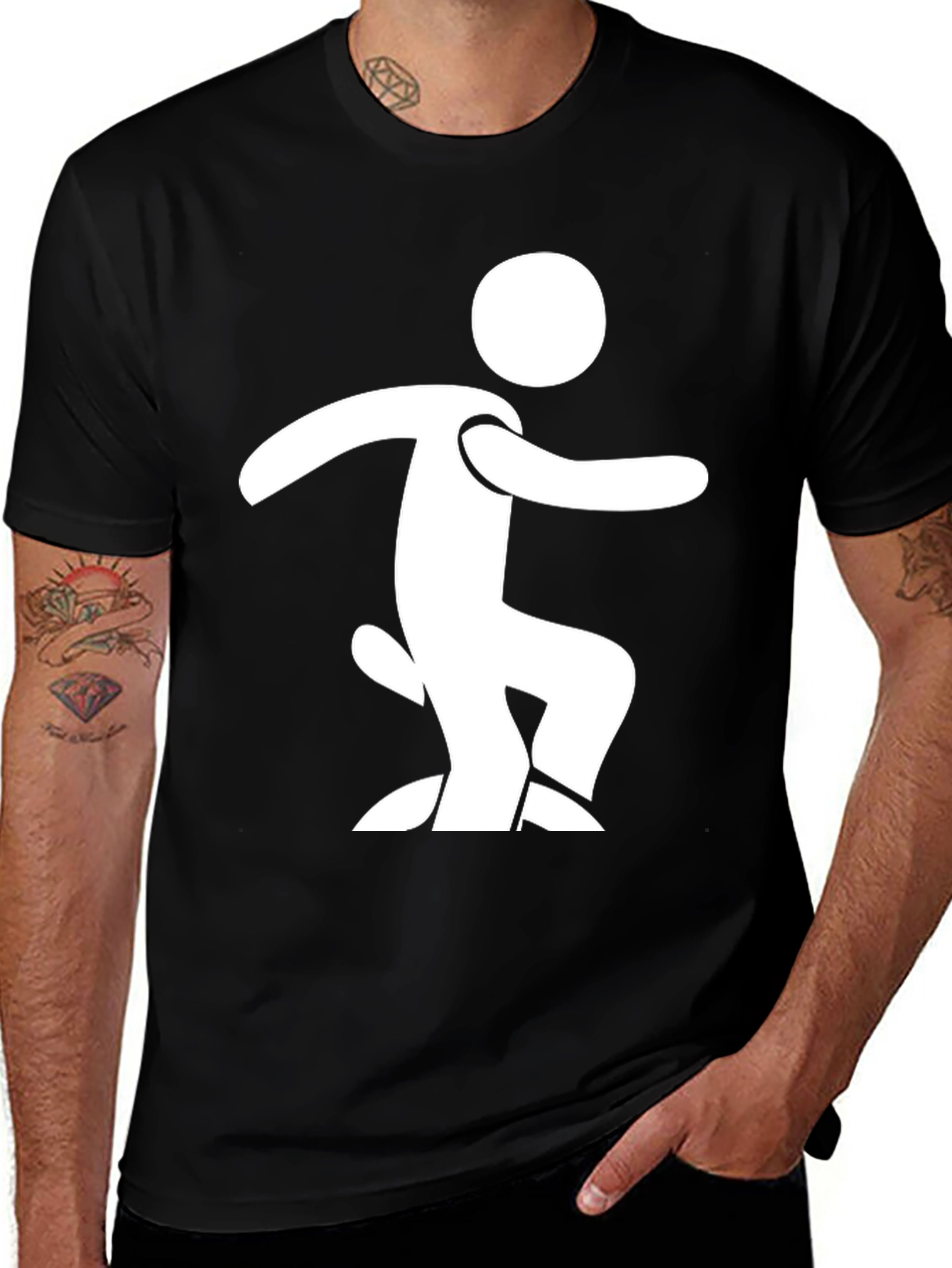 Funny Stick Figure T-Shirt - Black Cotton Tee