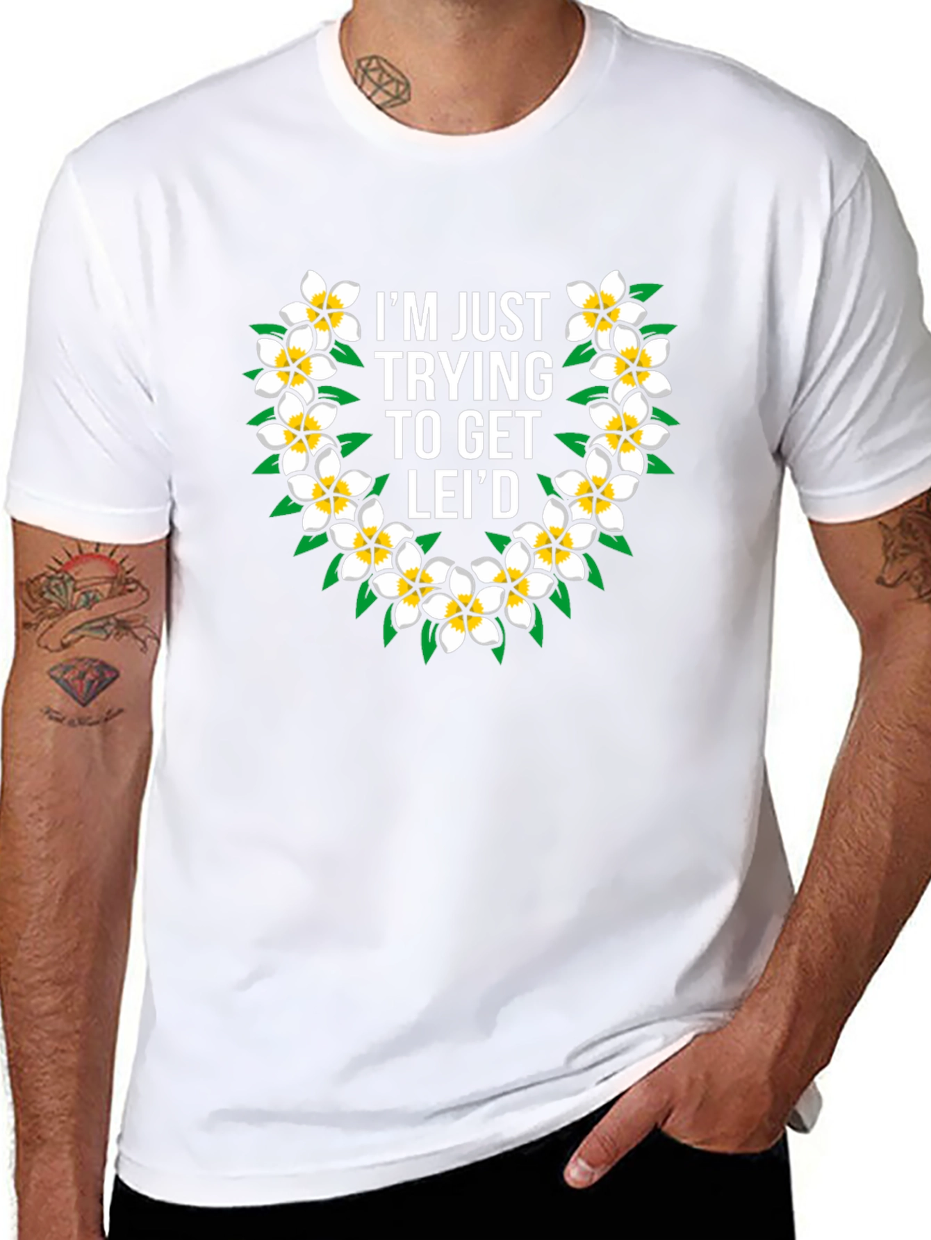 Funny Hawaiian Flower Lei T-Shirt - Get Leid