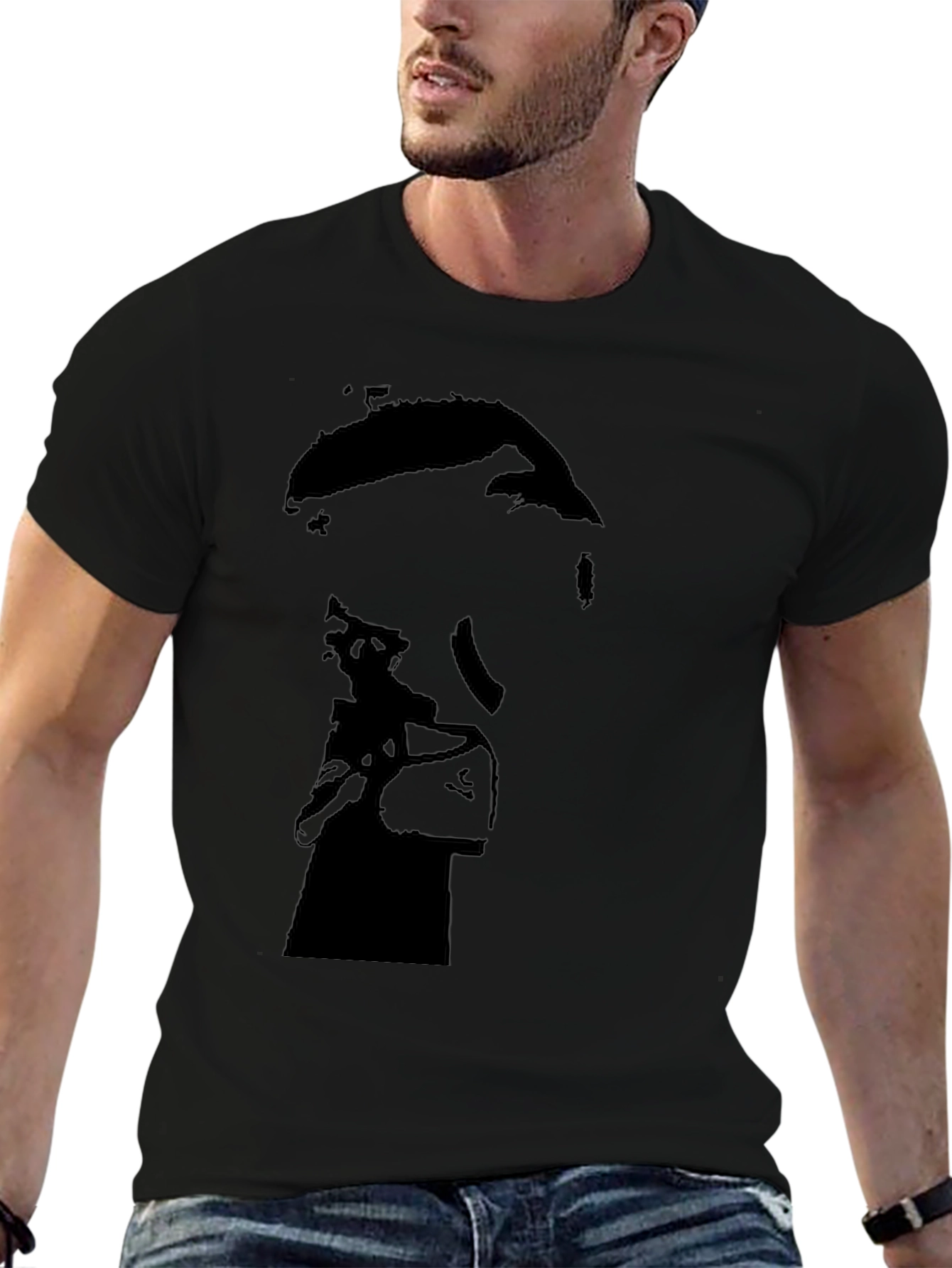 Silhouette Graphic Print Mens Black T-Shirt