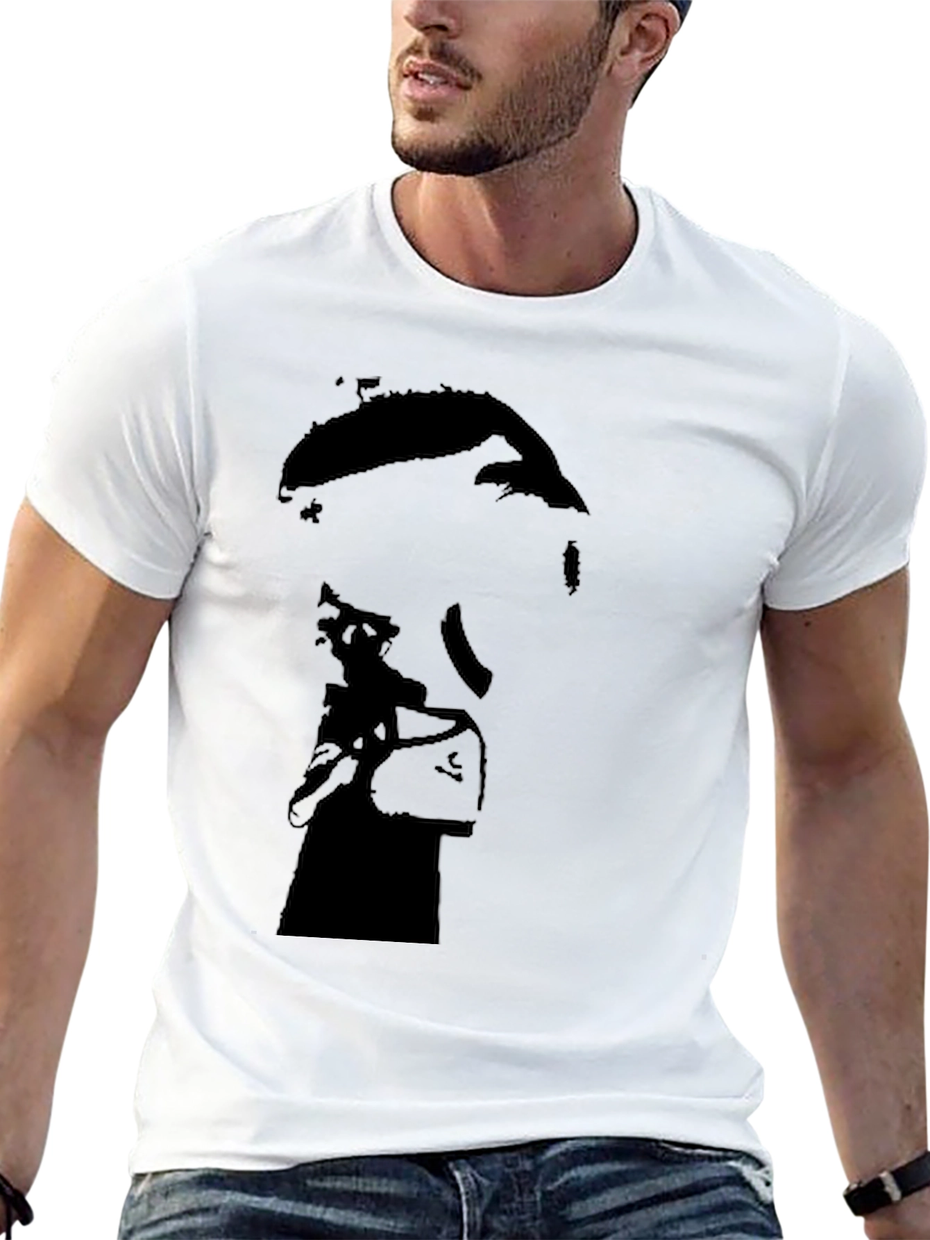 Silhouette Graphic Print Mens Black T-Shirt