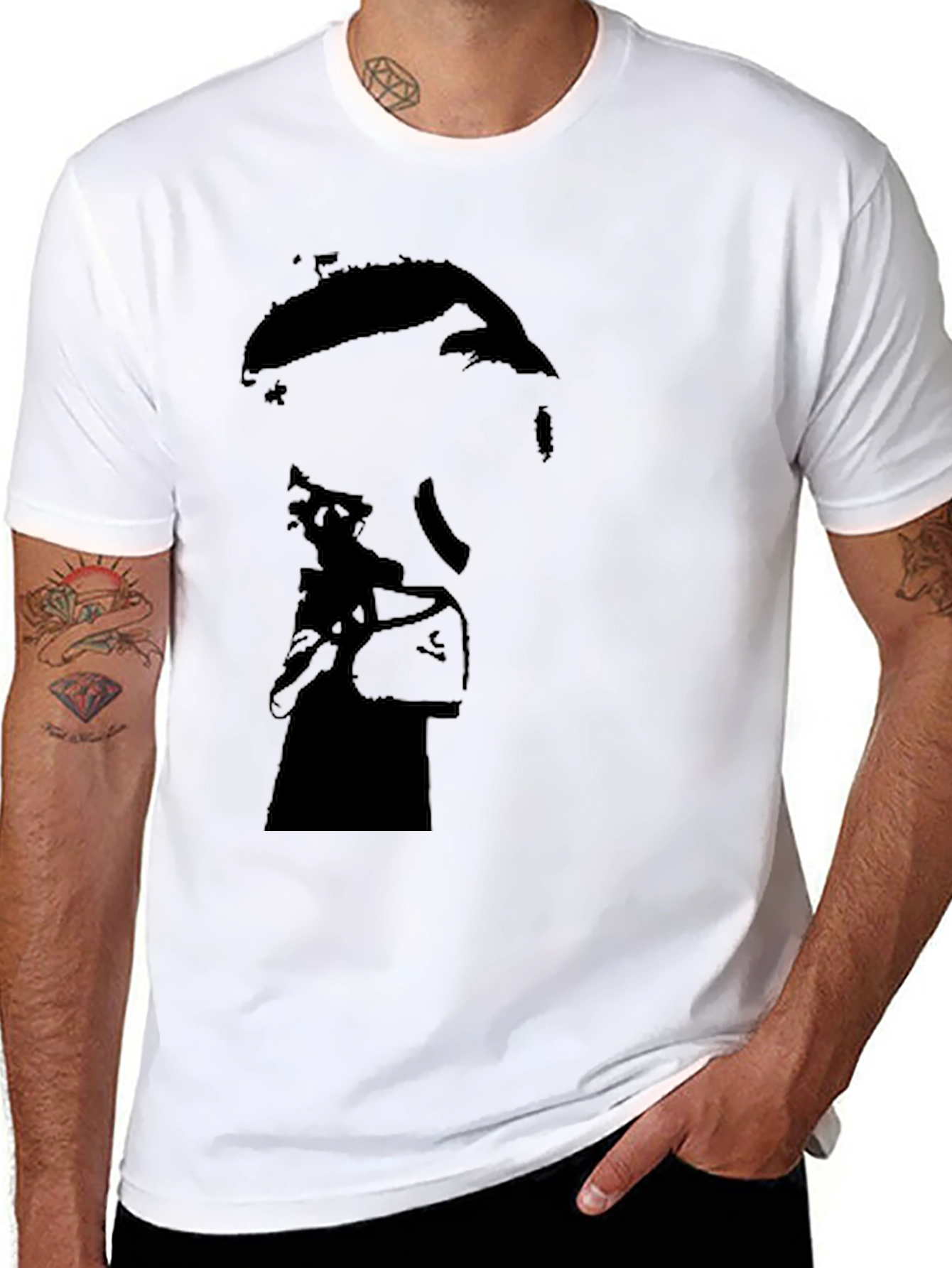 Silhouette Graphic Print Mens Black T-Shirt