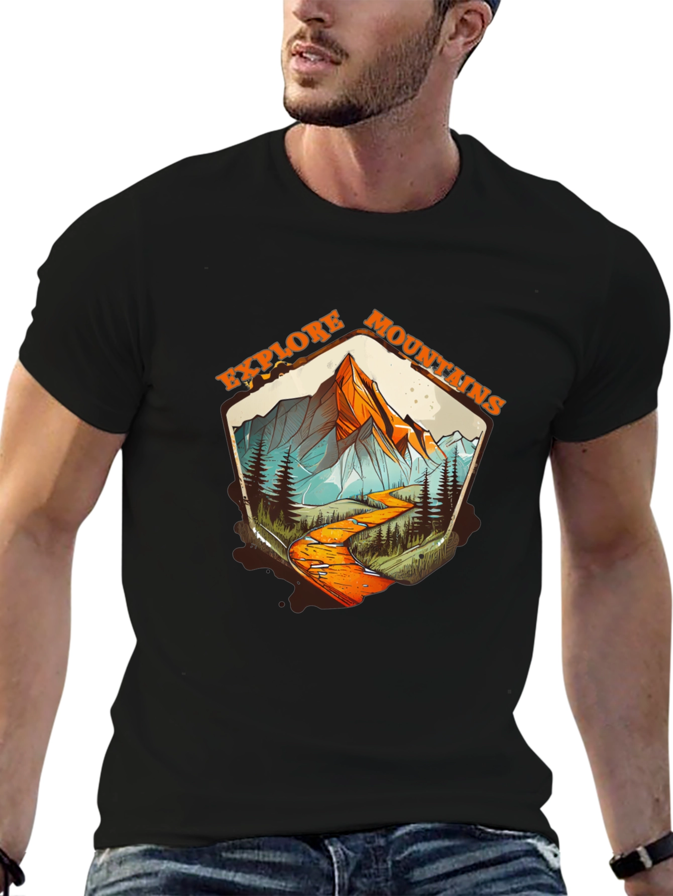 Explore Mountains Graphic Tee - Black