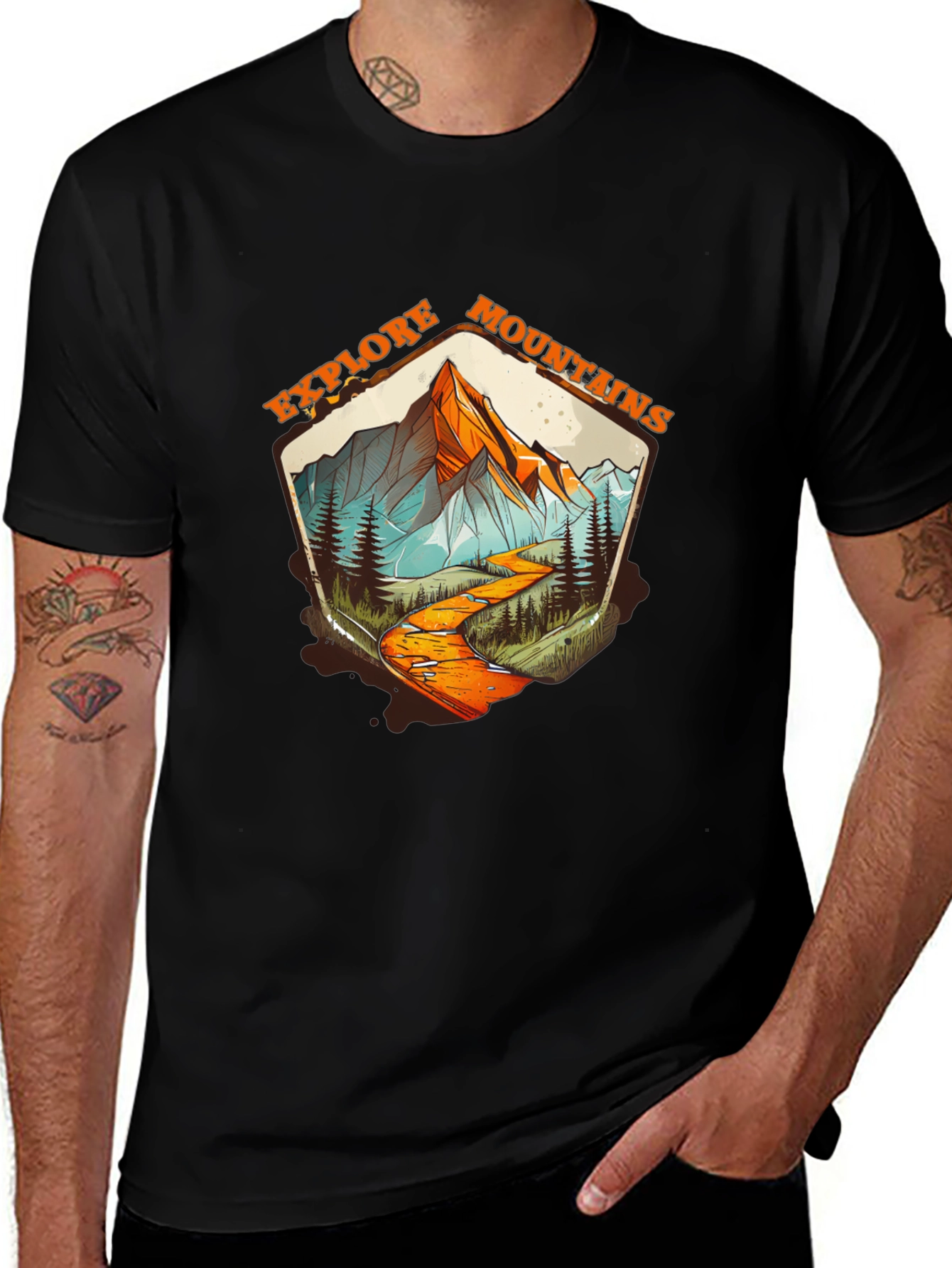 Explore Mountains Graphic Tee - Black