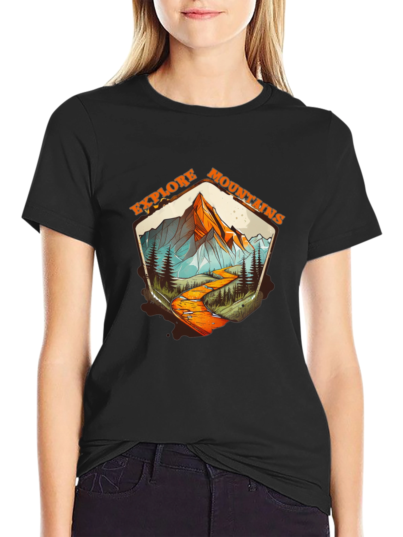 Explore Mountains Graphic Tee - Black