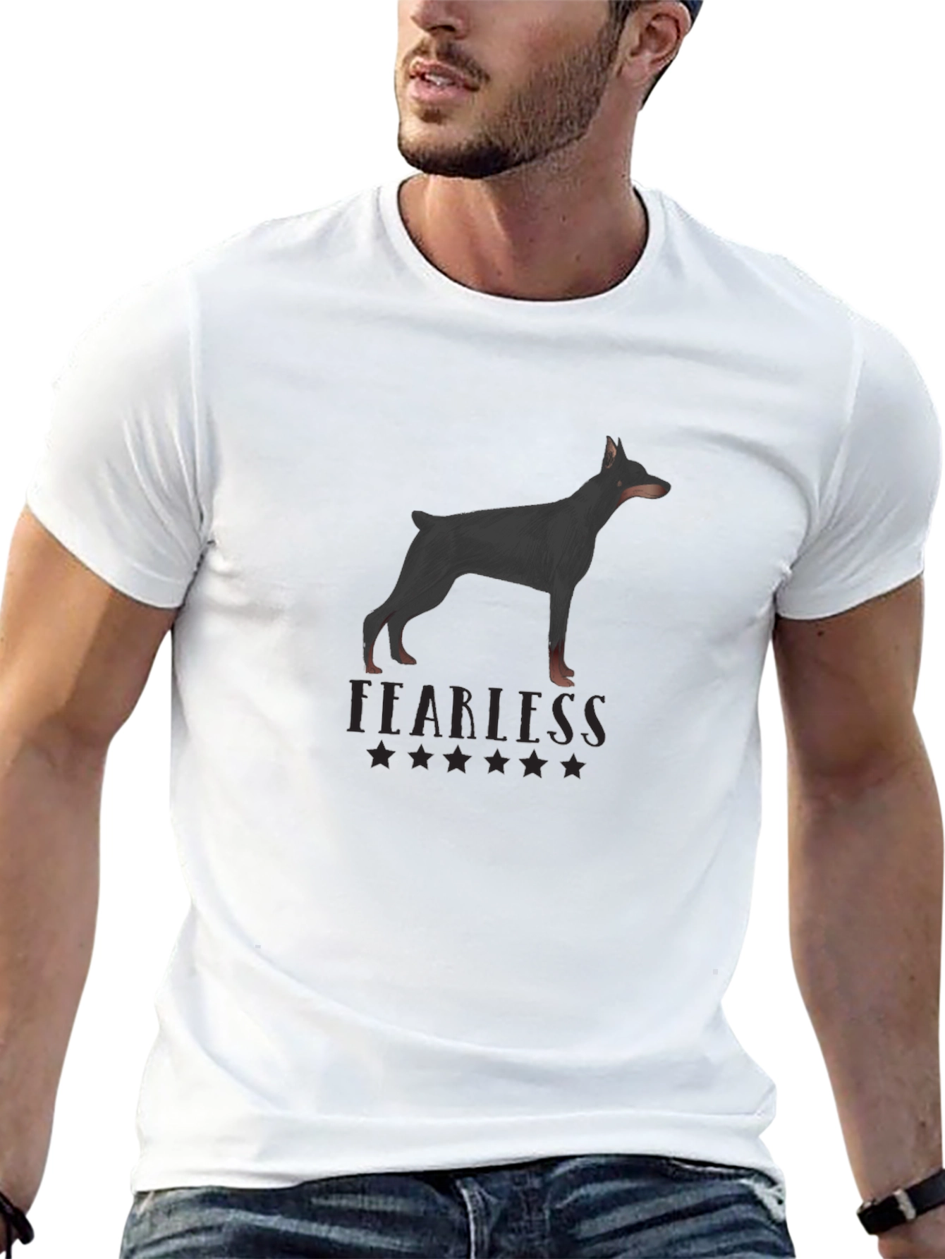 Fearless Doberman Graphic Tee - Black