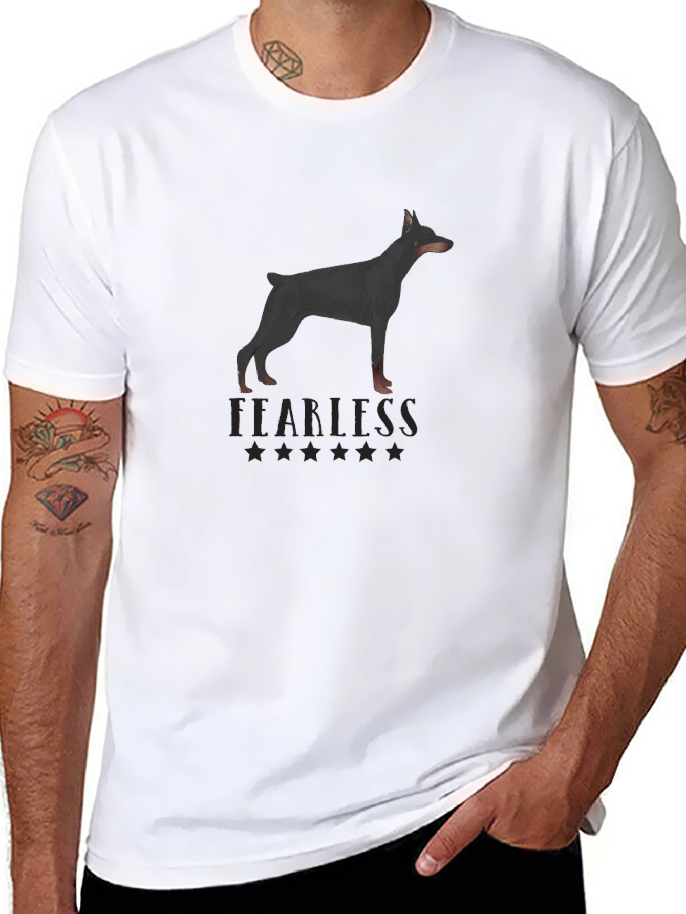 Fearless Doberman Graphic Tee - Black