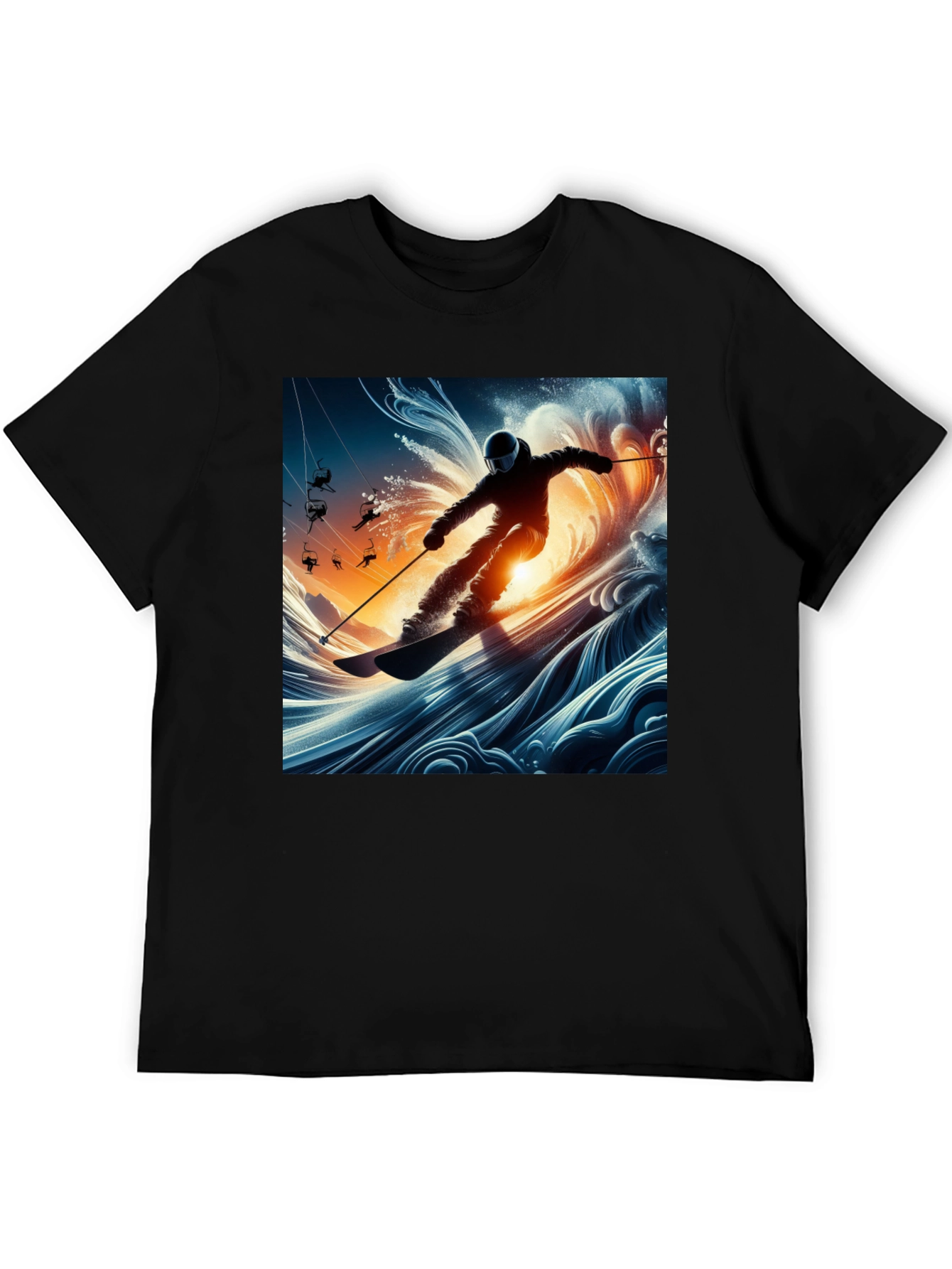 Skiing Wave T-Shirt - Unique Graphic Tee