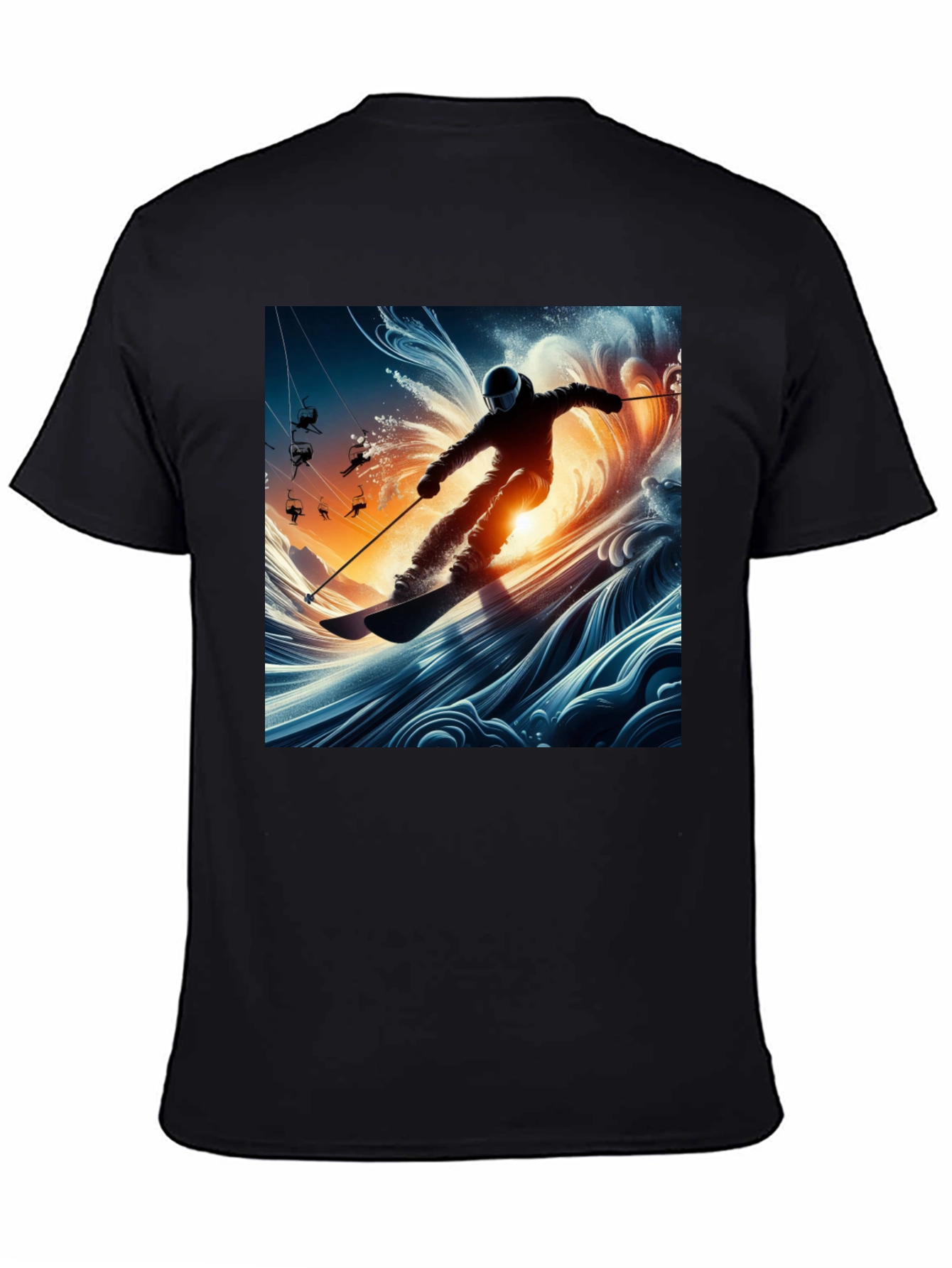 Skiing Wave T-Shirt - Unique Graphic Tee