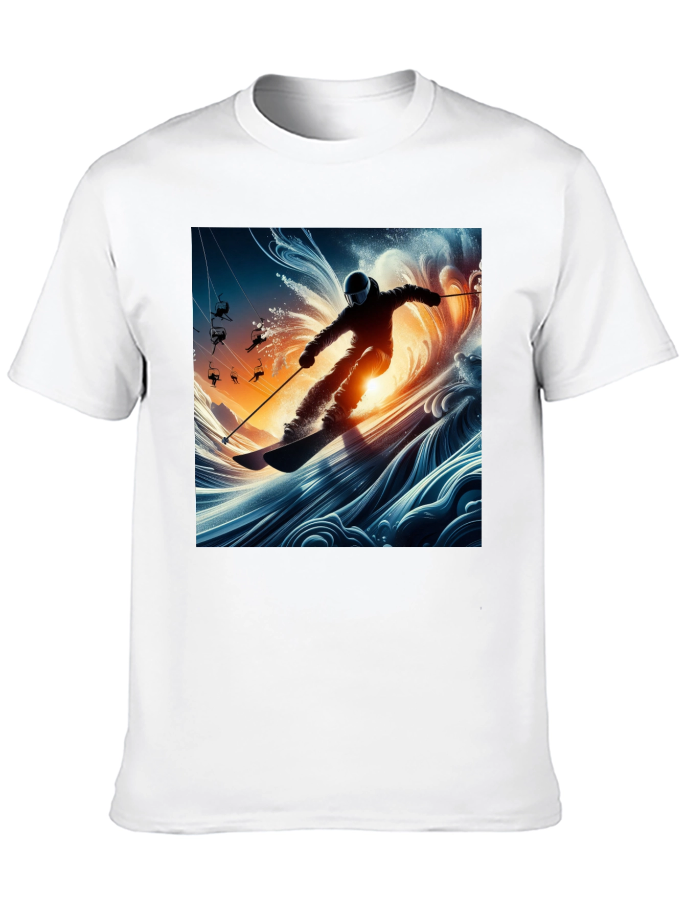 Skiing Wave T-Shirt - Unique Graphic Tee