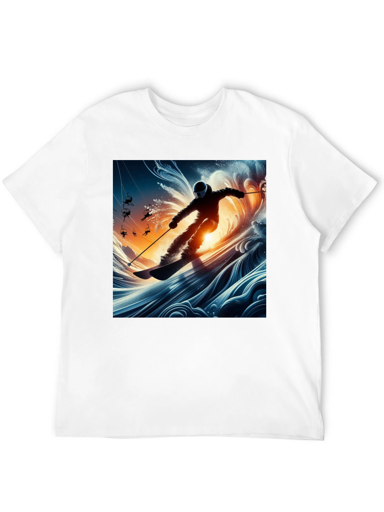 Skiing Wave T-Shirt - Unique Graphic Tee