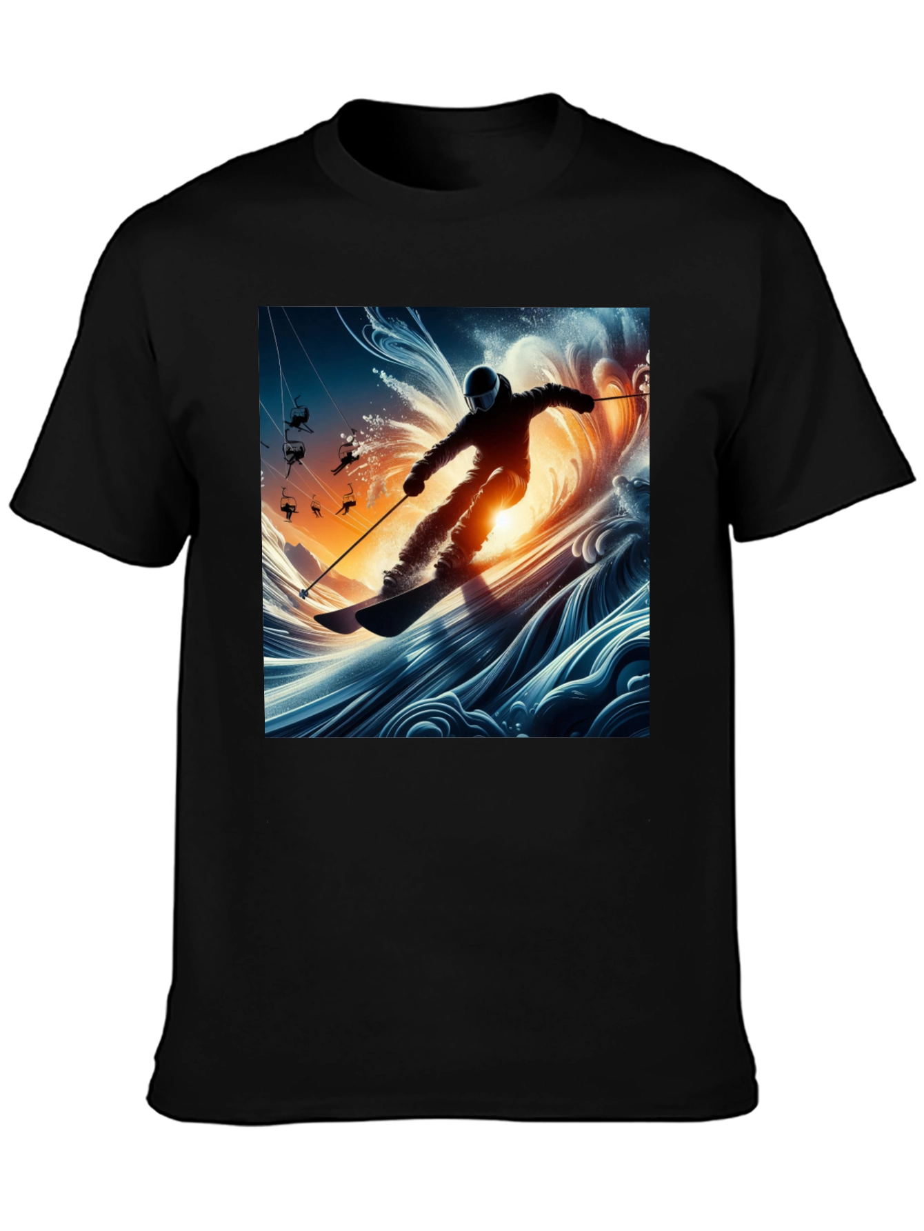 Skiing Wave T-Shirt - Unique Graphic Tee